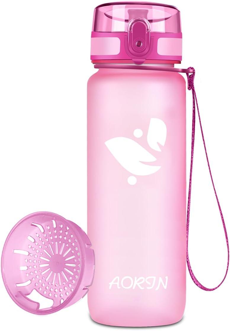 image:imageAORIN Gourde Sport 350ml500ml750ml1L BPAFree ampamp AntiFuite FlipAppliquer Bouteille deau pour EnfantAdultesSalle de Sport Sport de Plein airRose