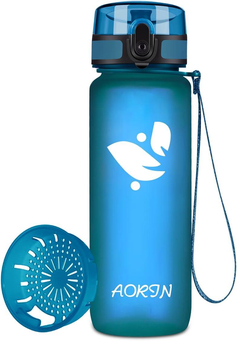 image:imageAORIN Gourde Sport 350ml500ml750ml1L BPAFree ampamp AntiFuite FlipAppliquer Bouteille deau pour EnfantAdultesSalle de Sport Sport de Plein airVerre de Mer