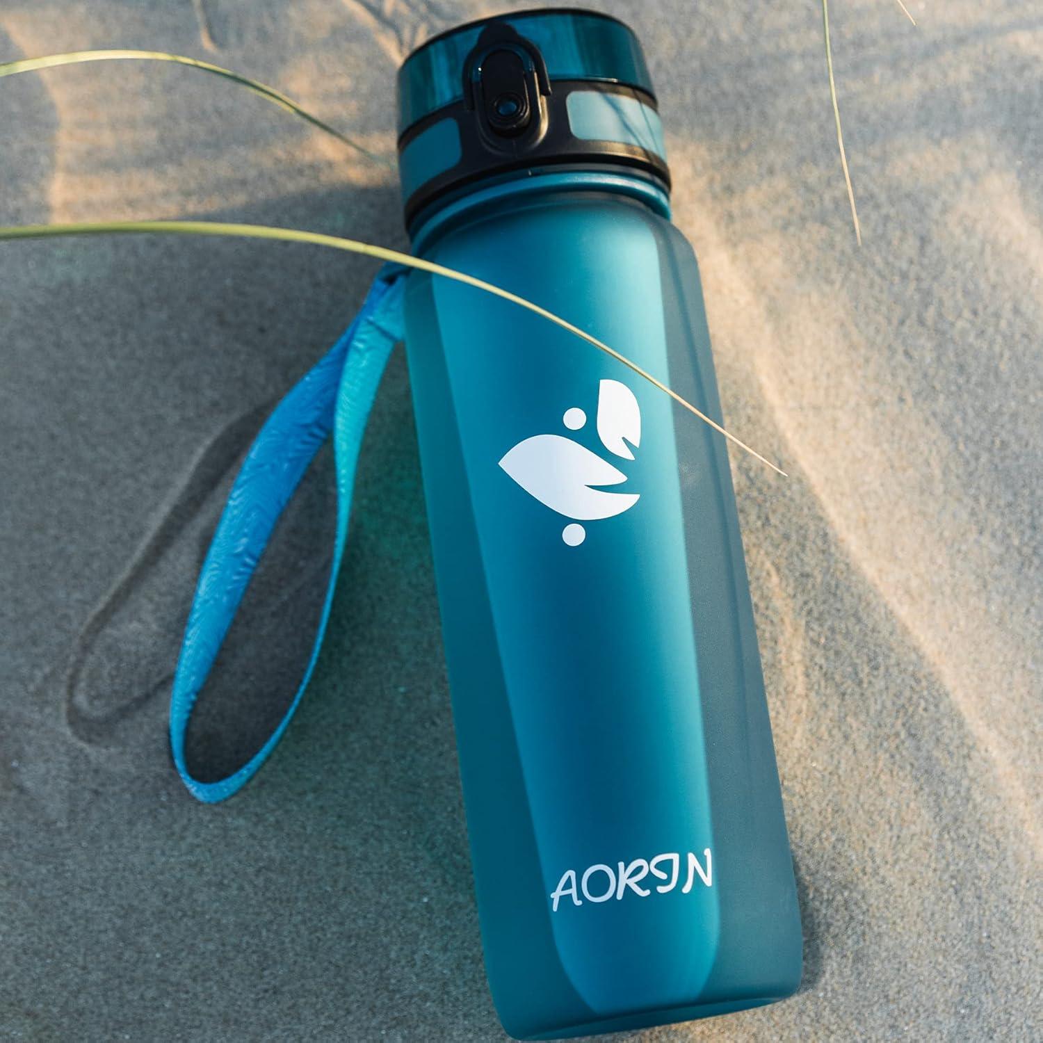image:imageAORIN Gourde Sport 350ml500ml750ml1L BPAFree ampamp AntiFuite FlipAppliquer Bouteille deau pour EnfantAdultesSalle de Sport Sport de Plein airVerre de Mer