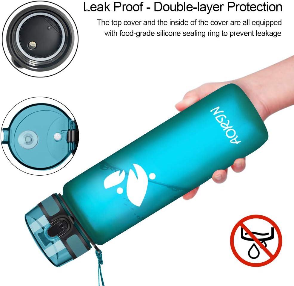 image:imageAORIN Gourde Sport 350ml500ml750ml1L BPAFree ampamp AntiFuite FlipAppliquer Bouteille deau pour EnfantAdultesSalle de Sport Sport de Plein airVerre de Mer