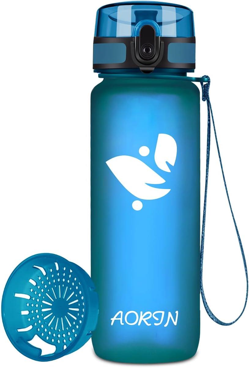 image:imageAORIN Gourde Sport 350ml500ml750ml1L BPAFree ampamp AntiFuite FlipAppliquer Bouteille deau pour EnfantAdultesSalle de Sport Sport de Plein airVerre de Mer