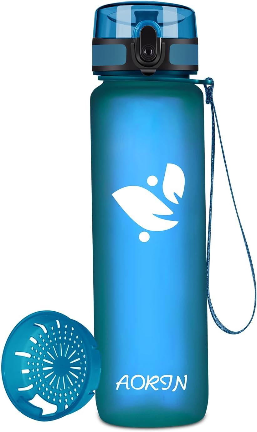 image:imageAORIN Gourde Sport 350ml500ml750ml1L BPAFree ampamp AntiFuite FlipAppliquer Bouteille deau pour EnfantAdultesSalle de Sport Sport de Plein airVerre de Mer