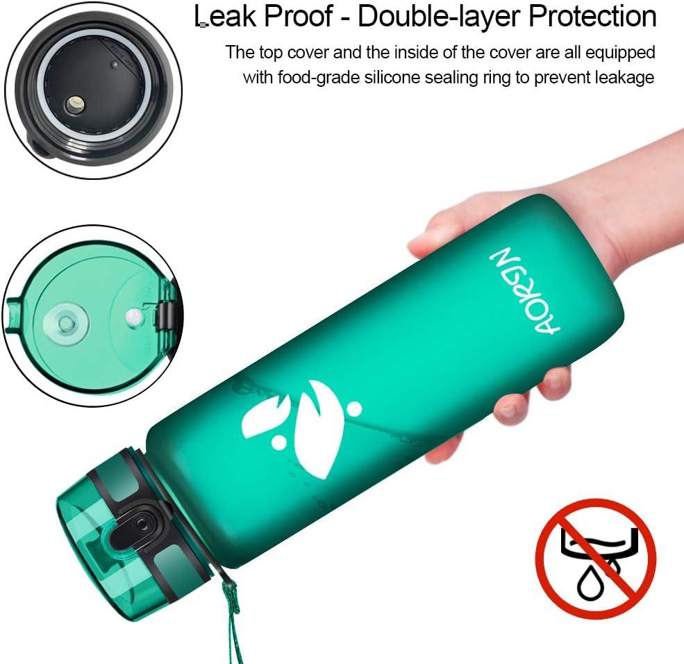 image:imageAORIN Gourde Sport 350ml500ml750ml1L BPAFree ampamp AntiFuite FlipAppliquer Bouteille deau pour EnfantAdultesSalle de Sport Sport de Plein airVert Fort