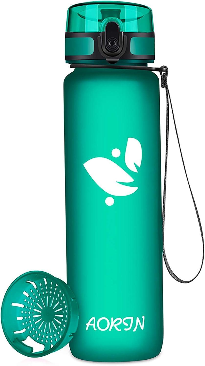image:imageAORIN Gourde Sport 350ml500ml750ml1L BPAFree ampamp AntiFuite FlipAppliquer Bouteille deau pour EnfantAdultesSalle de Sport Sport de Plein airVert Fort