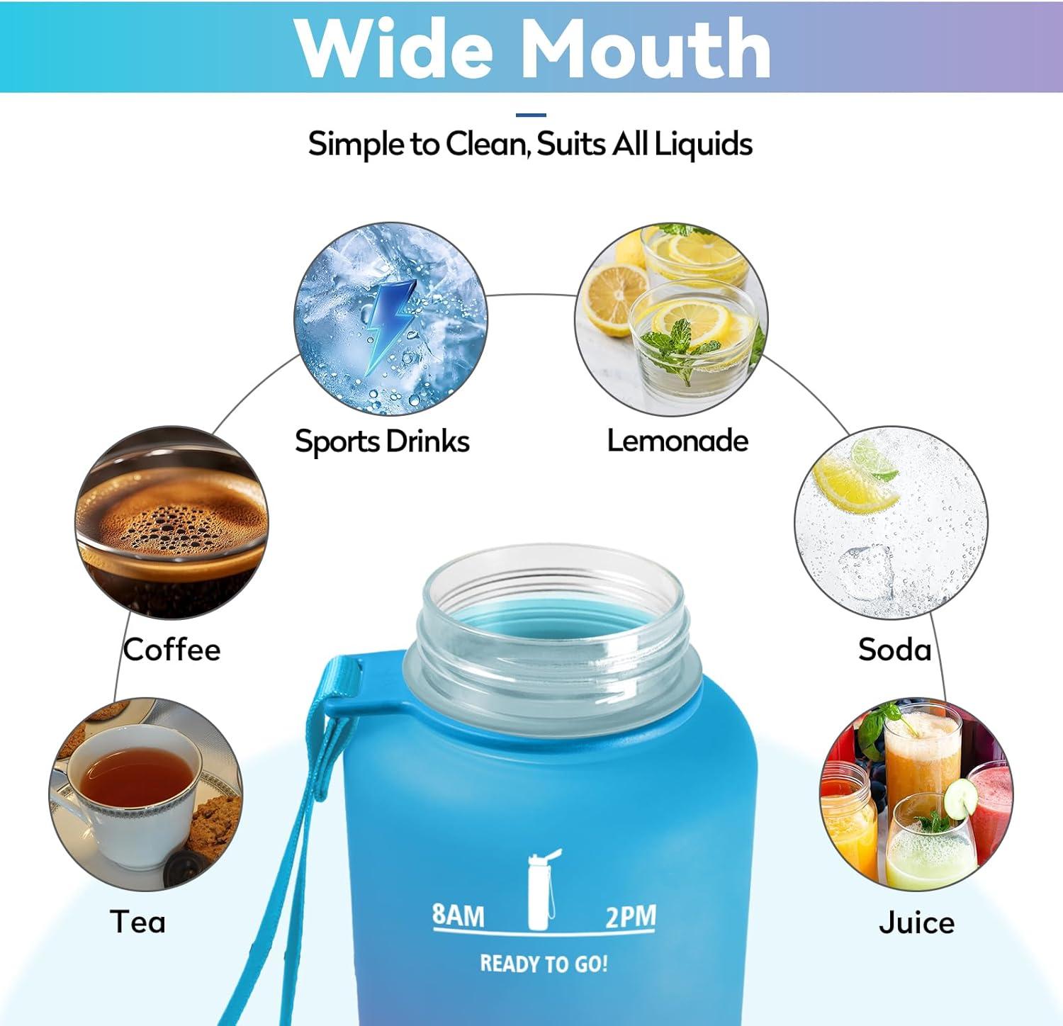 image:imageBouteille deau Sport 1L Gourde Marqueur de Temps Gourde Motivation avec Filtre Bouteille deau AntiFuite Reutilisable pour Randonne Cyclisme Bureau Extrieur Camping Voyage Fitness50oz1500ml Bleu Lilas
