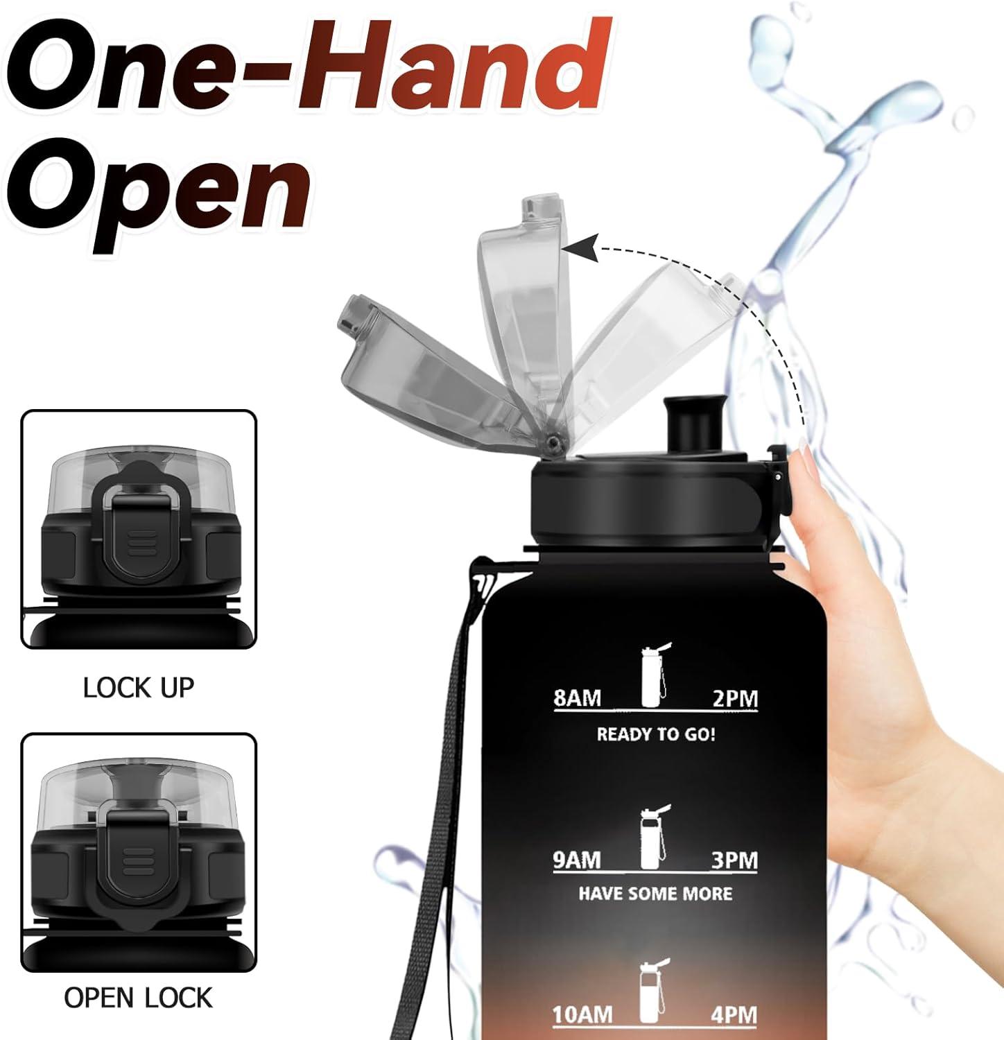 image:imageBouteille deau Sport 1L Gourde Marqueur de Temps Gourde Motivation avec Filtre Bouteille deau AntiFuite Reutilisable pour Randonne Cyclisme Bureau Extrieur Camping Voyage Fitness50oz1500ml Noir Rouge