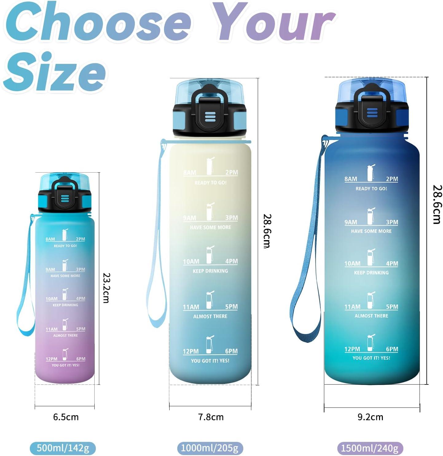 image:imageBouteille deau Sport 1L Gourde Marqueur de Temps Gourde Motivation avec Filtre Bouteille deau AntiFuite Reutilisable pour Randonne Cyclisme Bureau Extrieur Camping Voyage Fitness17oz500ml Bleu Lilas