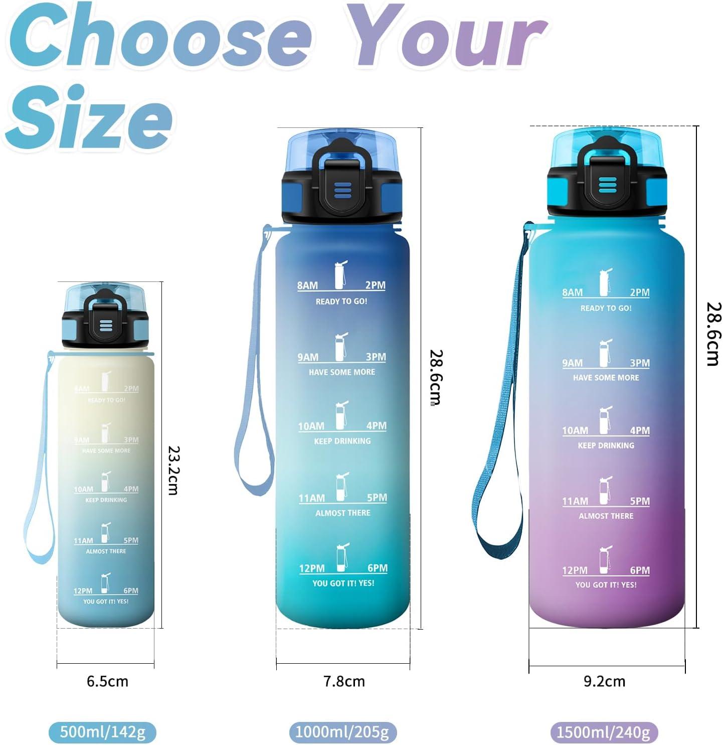 image:imageBouteille deau Sport 1L Gourde Marqueur de Temps Gourde Motivation avec Filtre Bouteille deau AntiFuite Reutilisable pour Randonne Cyclisme Bureau Extrieur Camping Voyage Fitness50oz1500ml Bleu Lilas