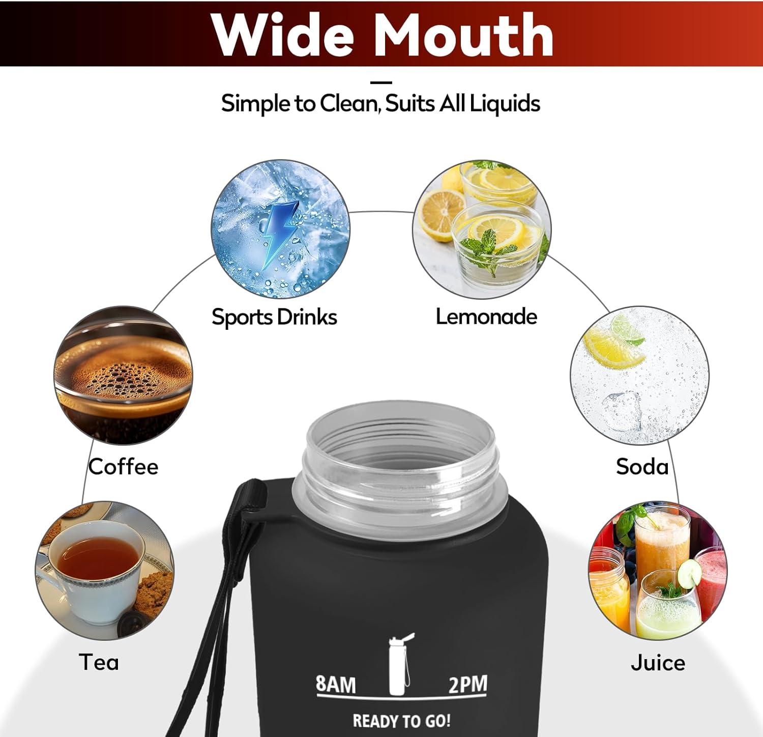image:imageBouteille deau Sport 1L Gourde Marqueur de Temps Gourde Motivation avec Filtre Bouteille deau AntiFuite Reutilisable pour Randonne Cyclisme Bureau Extrieur Camping Voyage Fitness50oz1500ml Noir Rouge