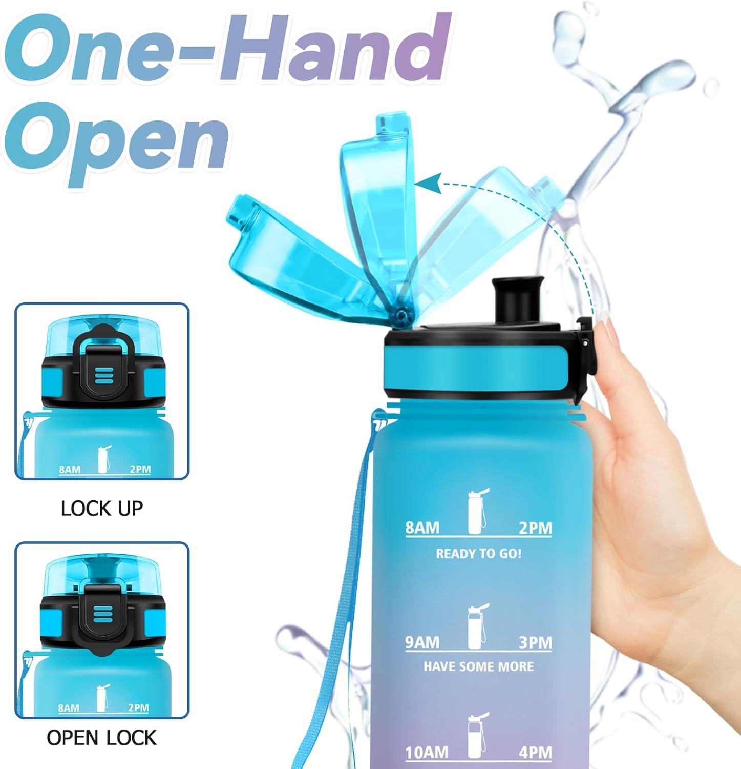 image:imageBouteille deau Sport 1L Gourde Marqueur de Temps Gourde Motivation avec Filtre Bouteille deau AntiFuite Reutilisable pour Randonne Cyclisme Bureau Extrieur Camping Voyage Fitness17oz500ml Bleu Lilas