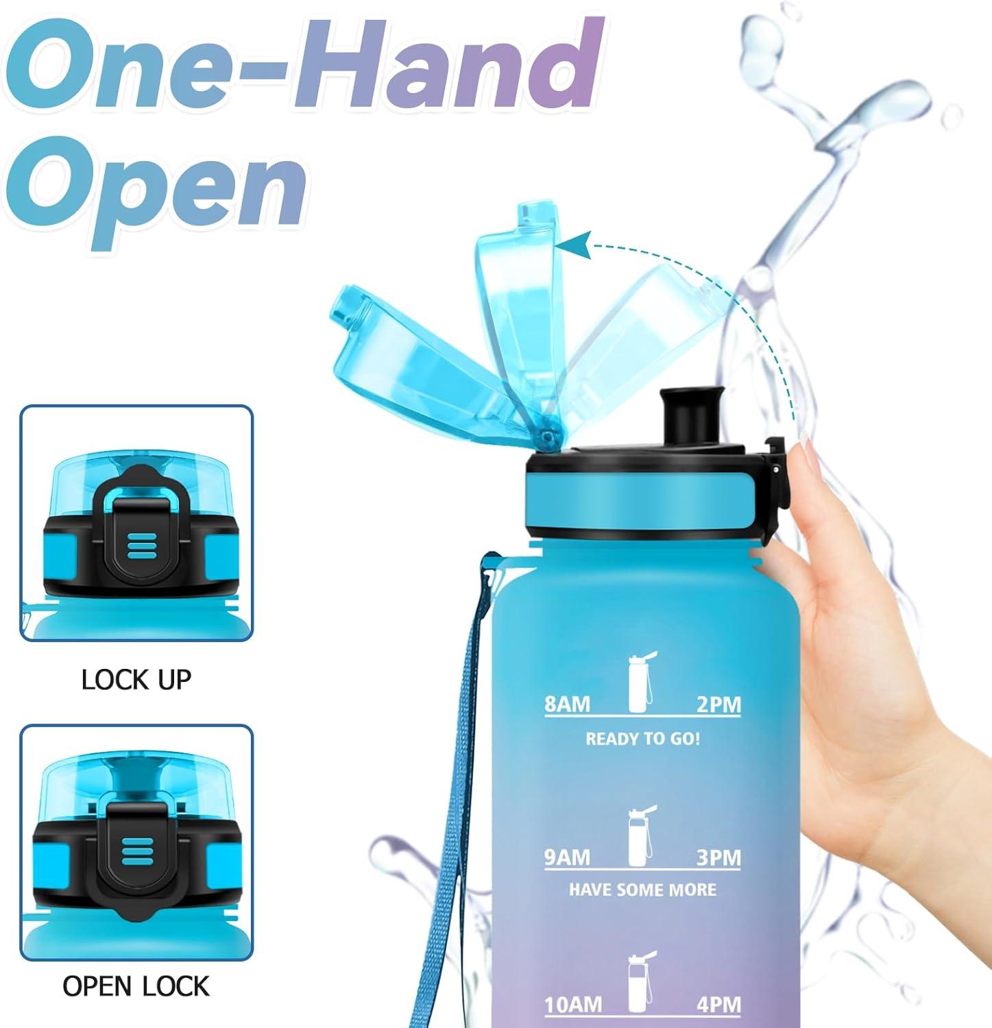 image:imageBouteille deau Sport 1L Gourde Marqueur de Temps Gourde Motivation avec Filtre Bouteille deau AntiFuite Reutilisable pour Randonne Cyclisme Bureau Extrieur Camping Voyage Fitness50oz1500ml Bleu Lilas