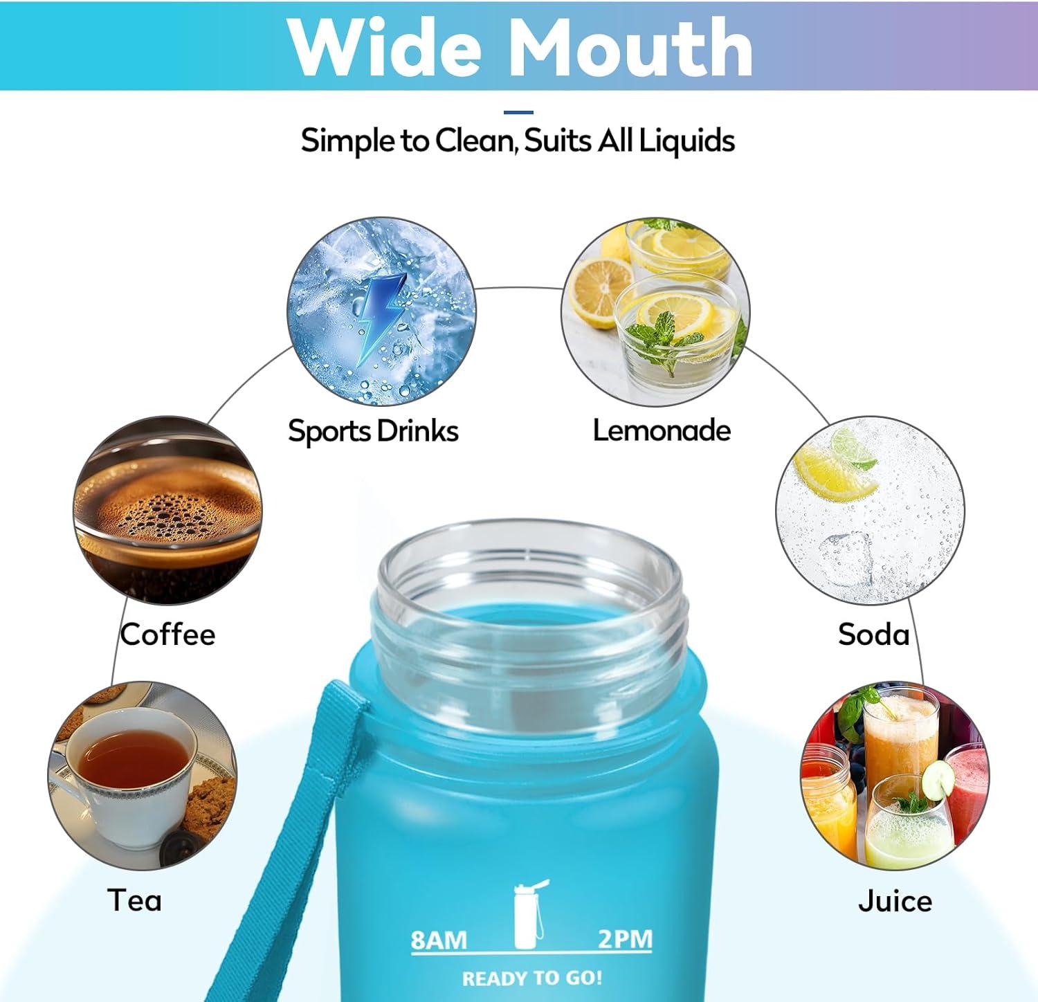 image:imageBouteille deau Sport 1L Gourde Marqueur de Temps Gourde Motivation avec Filtre Bouteille deau AntiFuite Reutilisable pour Randonne Cyclisme Bureau Extrieur Camping Voyage Fitness17oz500ml Bleu Lilas