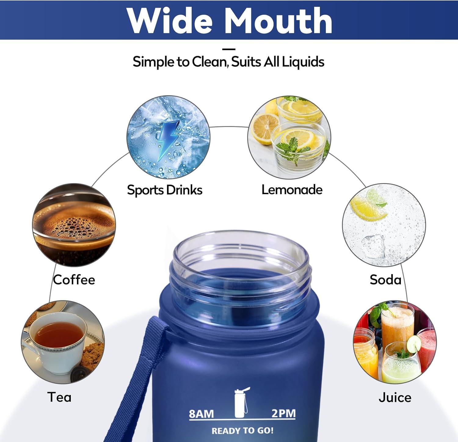 image:imageBouteille deau Sport 1L Gourde Marqueur de Temps Gourde Motivation avec Filtre Bouteille deau AntiFuite Reutilisable pour Randonne Cyclisme Bureau Extrieur Camping Voyage Fitness17oz500ml Mat Marine Bleu