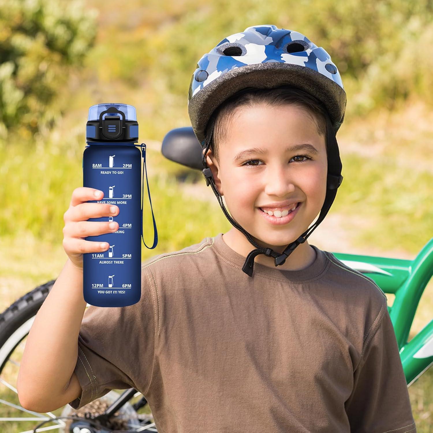 image:imageBouteille deau Sport 1L Gourde Marqueur de Temps Gourde Motivation avec Filtre Bouteille deau AntiFuite Reutilisable pour Randonne Cyclisme Bureau Extrieur Camping Voyage Fitness17oz500ml Mat Marine Bleu