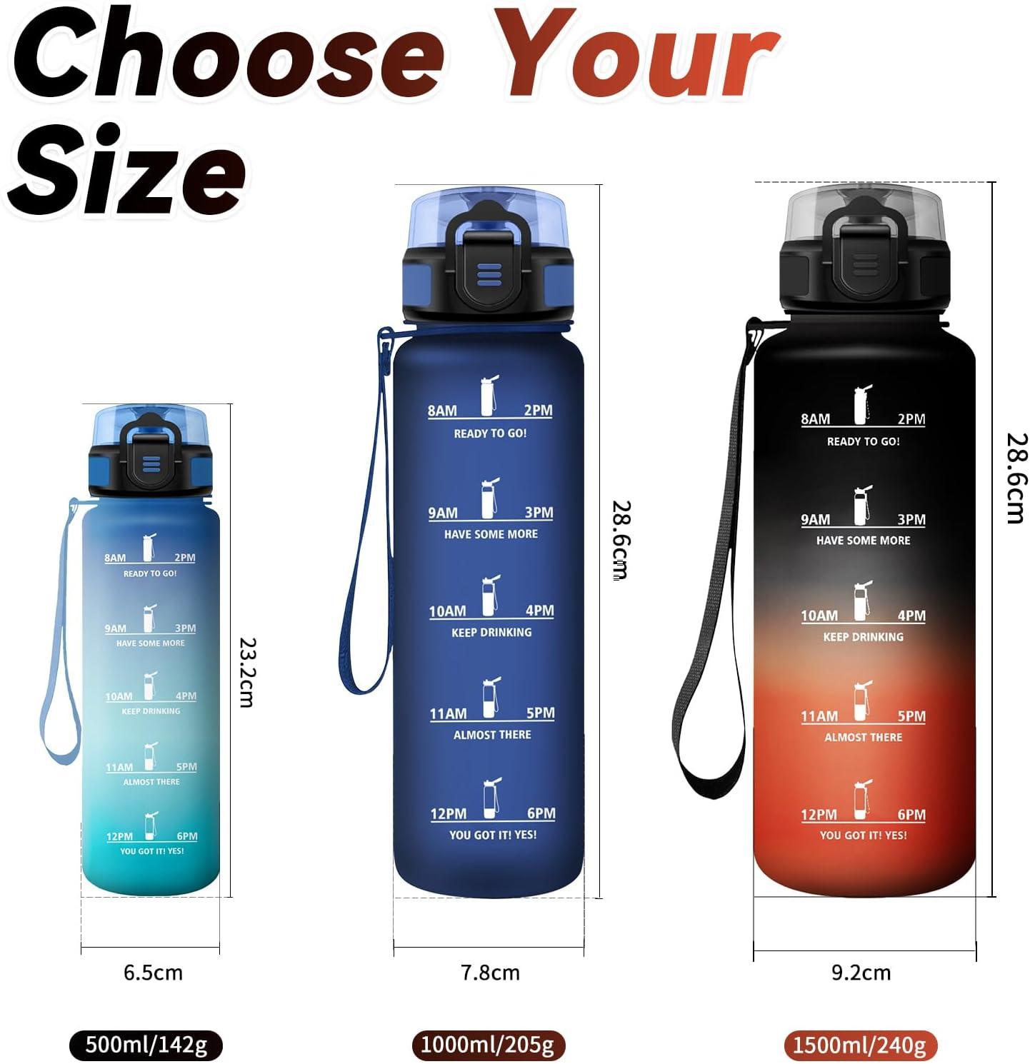 image:imageBouteille deau Sport 1L Gourde Marqueur de Temps Gourde Motivation avec Filtre Bouteille deau AntiFuite Reutilisable pour Randonne Cyclisme Bureau Extrieur Camping Voyage Fitness50oz1500ml Noir Rouge