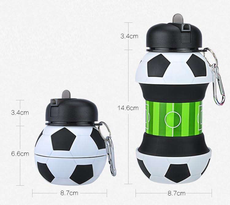 image:imageBouteille deau pliable pour garons et filles sans BPA Gourde de camping pour enfants Personnalisable avec votre sport Ballon deau compact pour cadeau original footballFootball