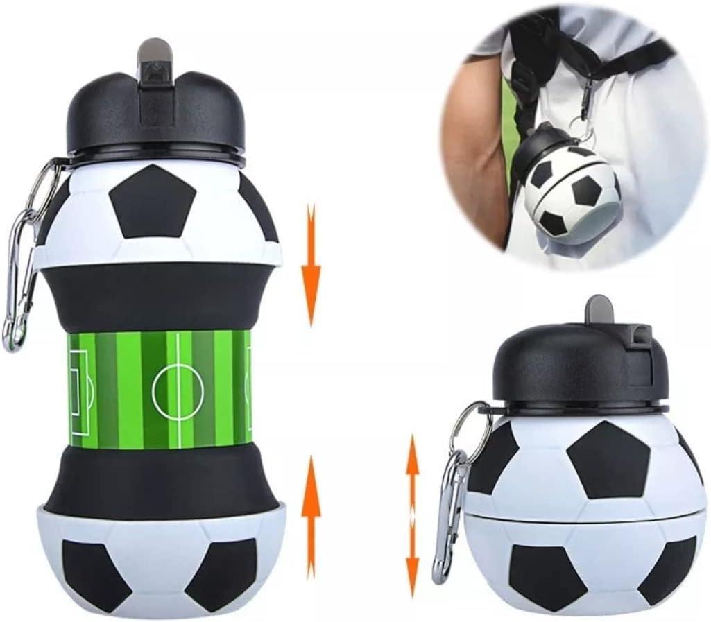 image:imageBouteille deau pliable pour garons et filles sans BPA Gourde de camping pour enfants Personnalisable avec votre sport Ballon deau compact pour cadeau original footballFootball