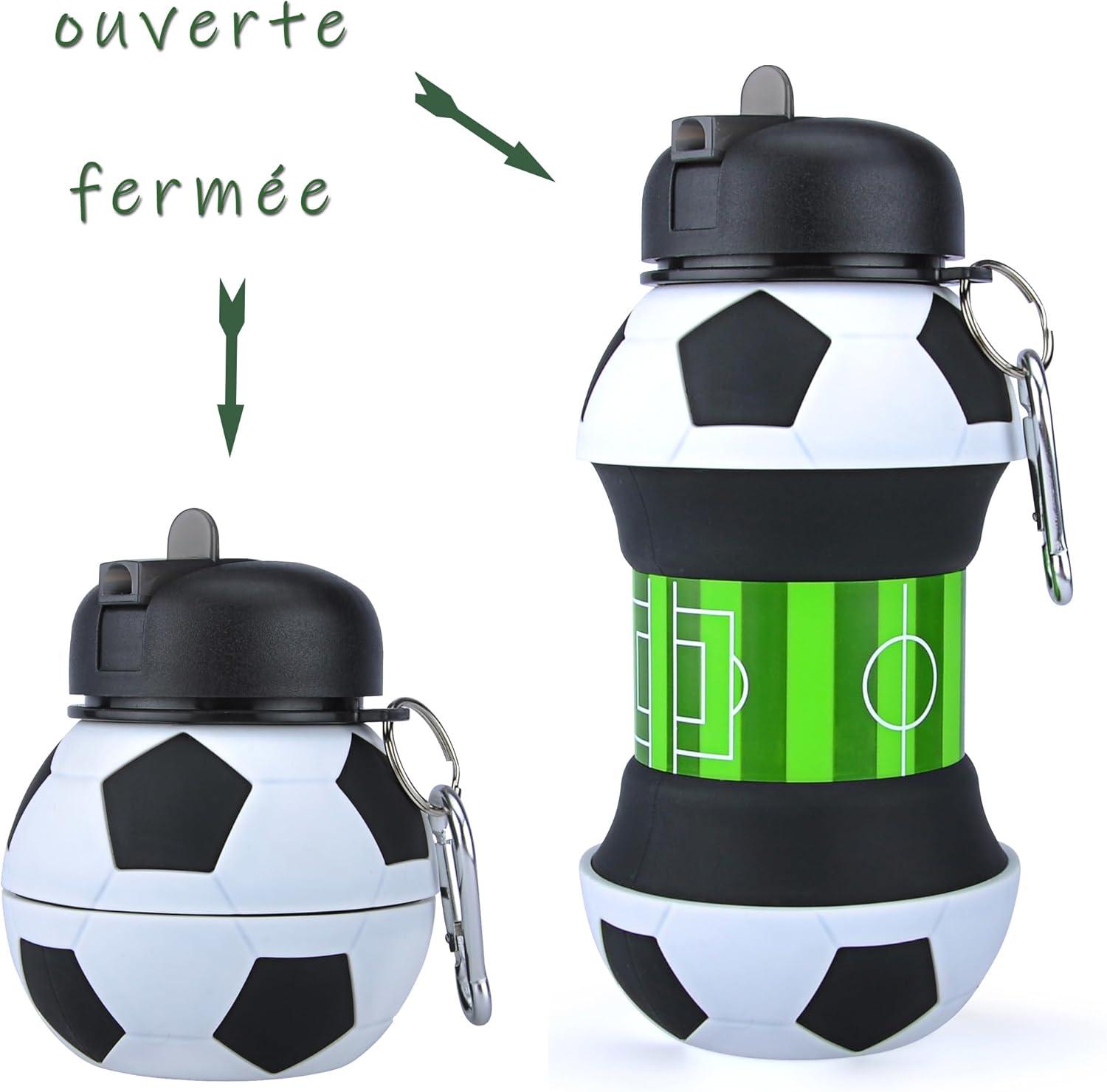 image:imageBouteille deau pliable pour garons et filles sans BPA Gourde de camping pour enfants Personnalisable avec votre sport Ballon deau compact pour cadeau original footballFootball