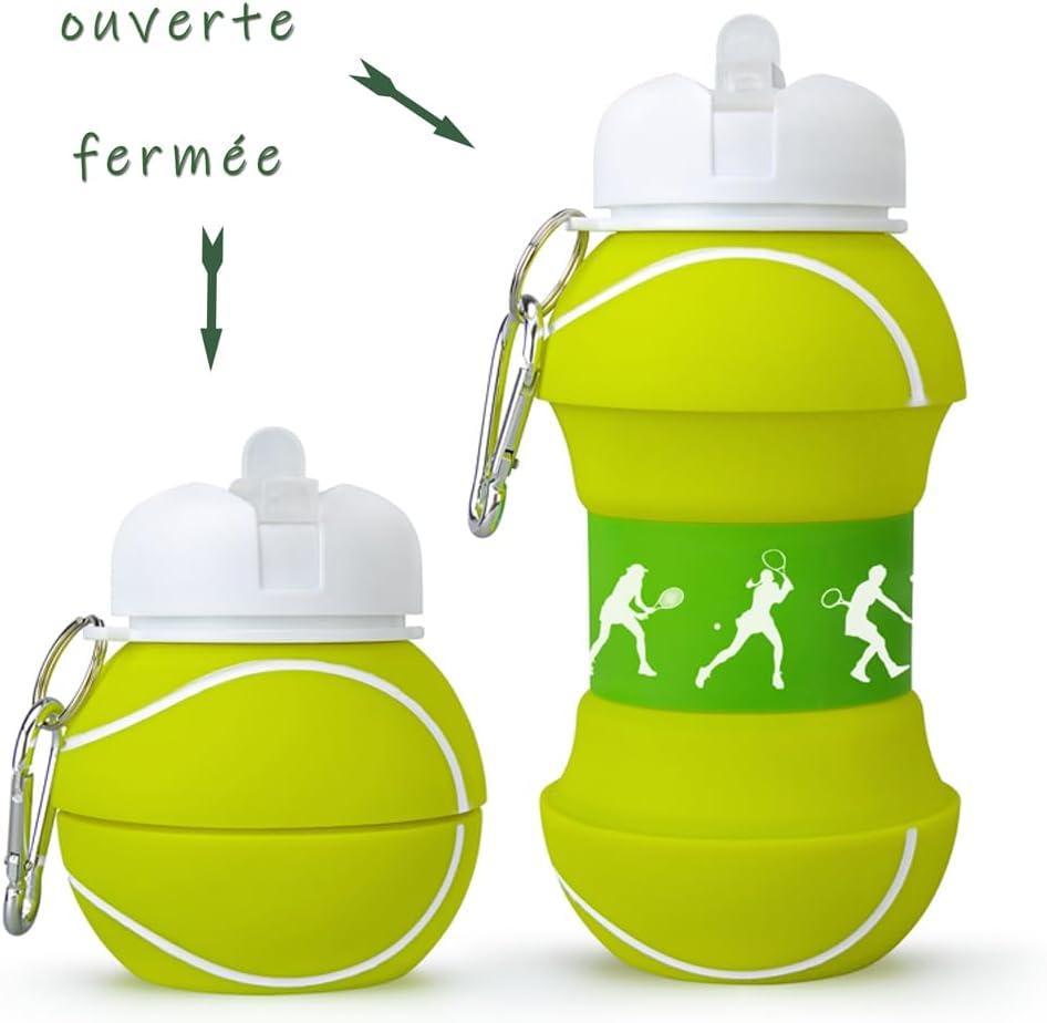image:imageBouteille deau pliable pour garons et filles sans BPA Gourde de camping pour enfants Personnalisable avec votre sport Ballon deau compact pour cadeau original footballTennis
