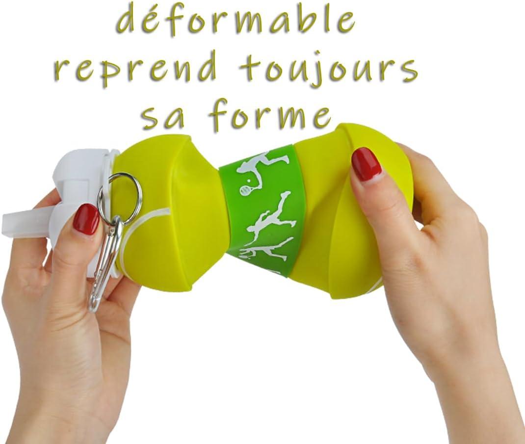 image:imageBouteille deau pliable pour garons et filles sans BPA Gourde de camping pour enfants Personnalisable avec votre sport Ballon deau compact pour cadeau original footballTennis