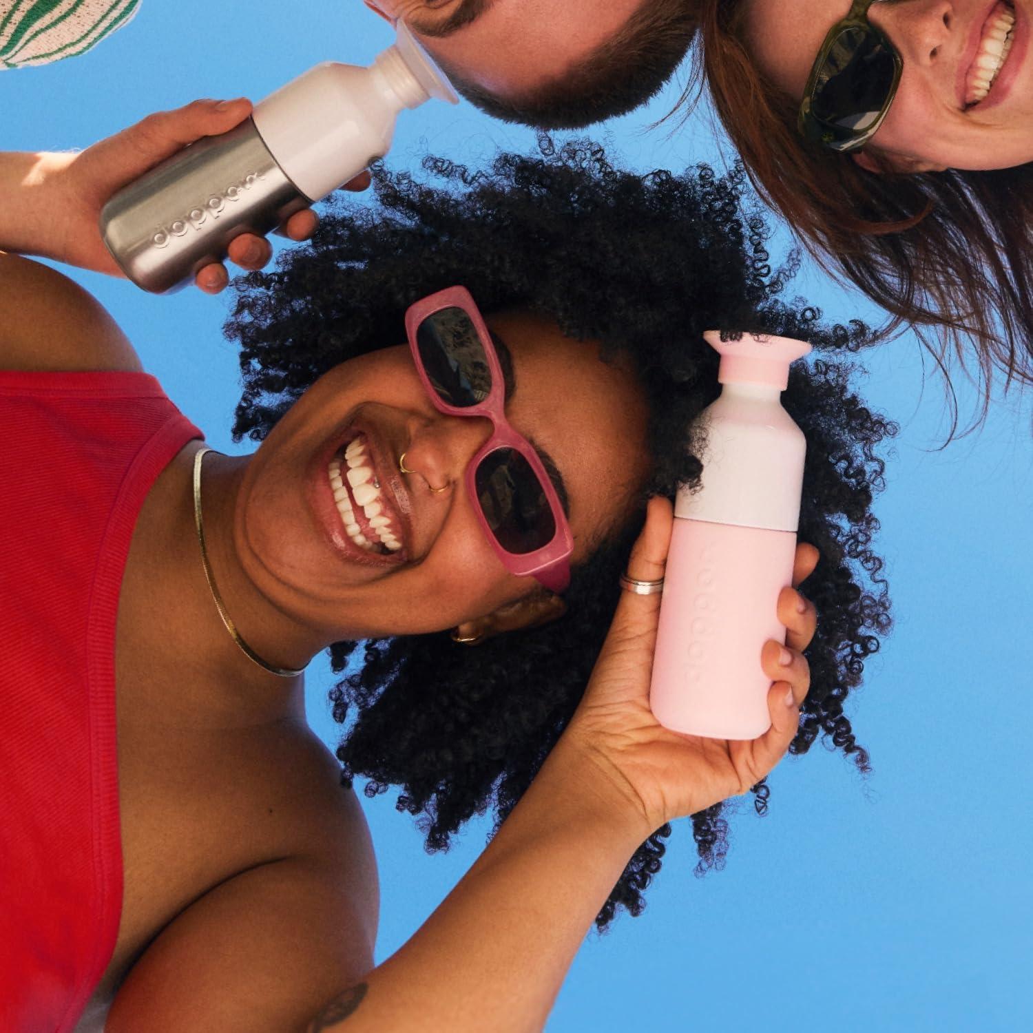 image:imageDopper Original Bouteille deau 450ml Fuchsia Bouteille tanche rutilisable mince lgre idale pour le sport le fitness lcole les activits en plein air et le bureauRose