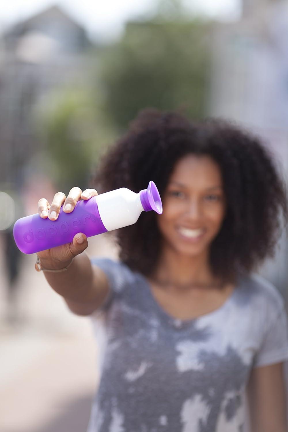 image:imageDopper Original Bouteille deau 450ml Fuchsia Bouteille tanche rutilisable mince lgre idale pour le sport le fitness lcole les activits en plein air et le bureauLilas