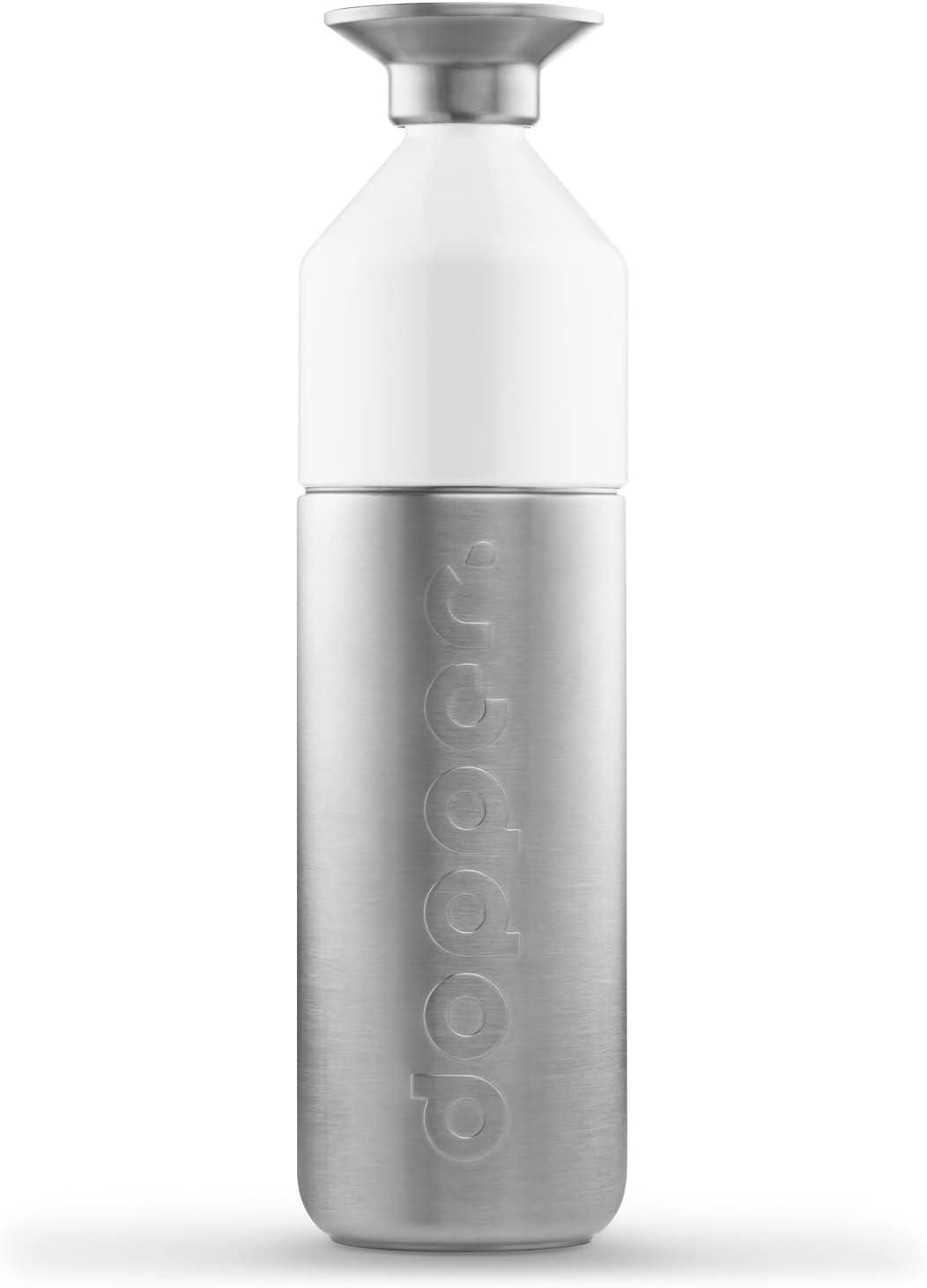 image:imageDopper Original Bouteille deau 450ml Fuchsia Bouteille tanche rutilisable mince lgre idale pour le sport le fitness lcole les activits en plein air et le bureauArgent