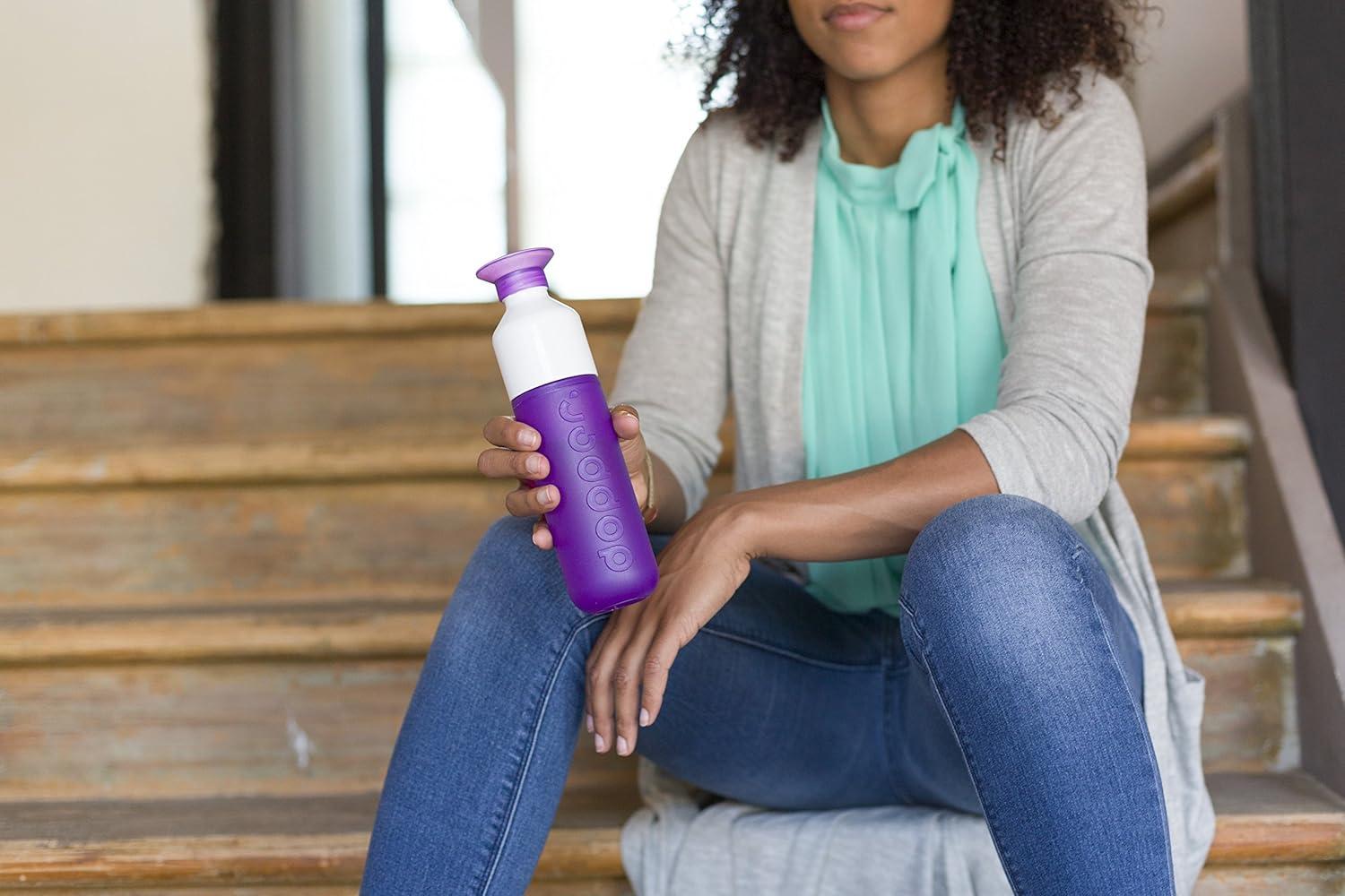 image:imageDopper Original Bouteille deau 450ml Fuchsia Bouteille tanche rutilisable mince lgre idale pour le sport le fitness lcole les activits en plein air et le bureauLilas
