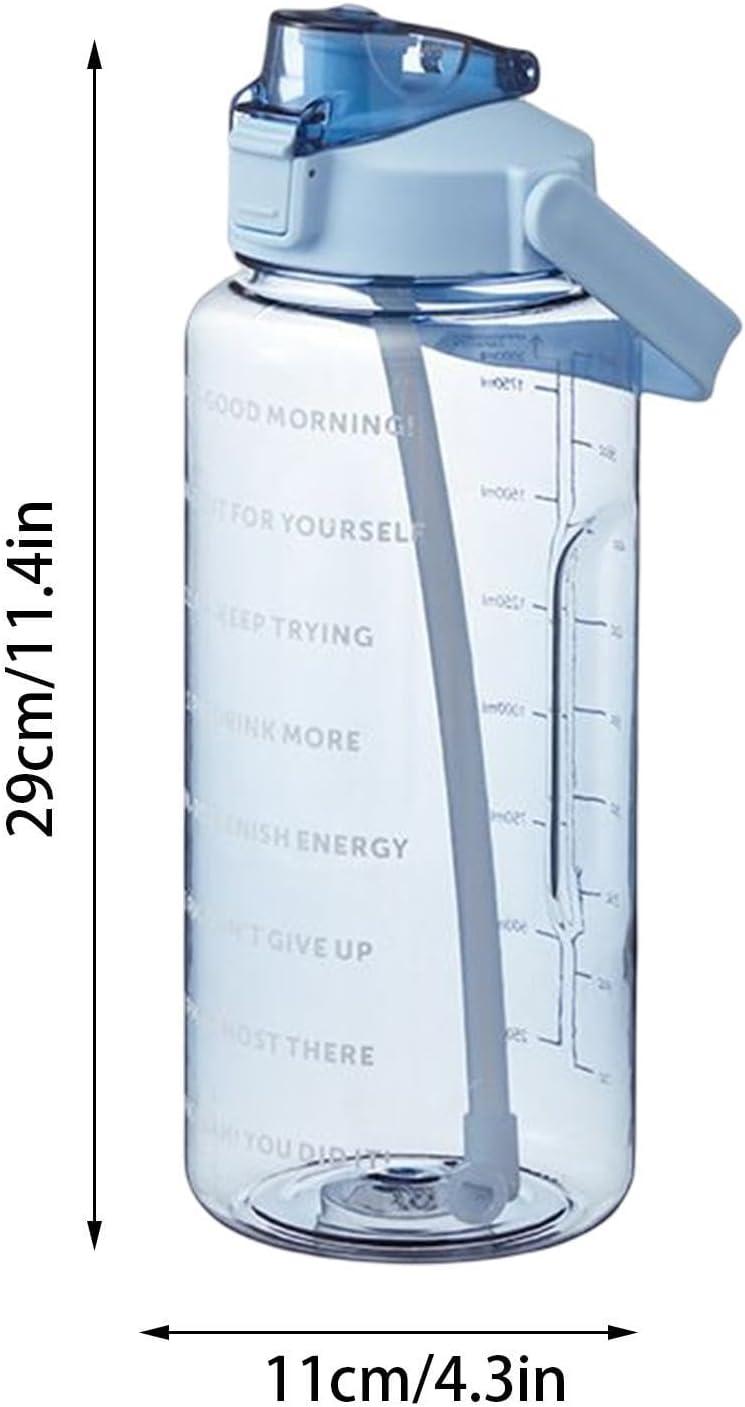 image:imageGourde 2l Motivation Bouteille tanche Boissons Bouteille Gourde Sport Bouteille Deau Sans BPA Avec Paille Et Marqueur De Temps Pour Sports Salle De Sport Cyclisme Bureau CampingBleu