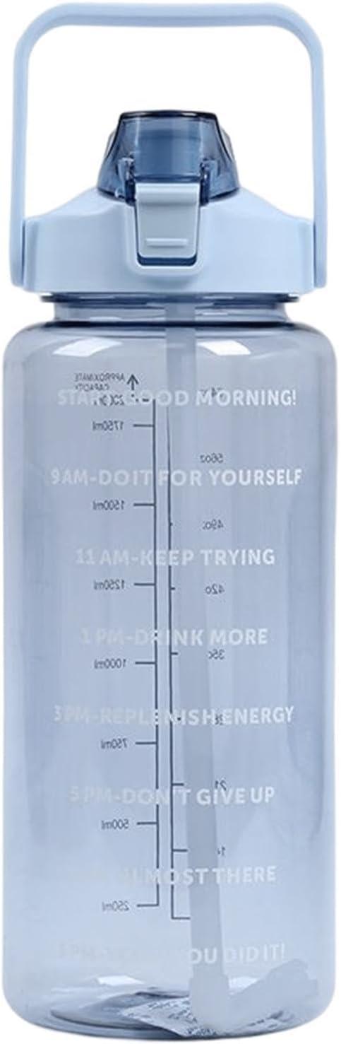 image:imageGourde 2l Motivation Bouteille tanche Boissons Bouteille Gourde Sport Bouteille Deau Sans BPA Avec Paille Et Marqueur De Temps Pour Sports Salle De Sport Cyclisme Bureau CampingBleu