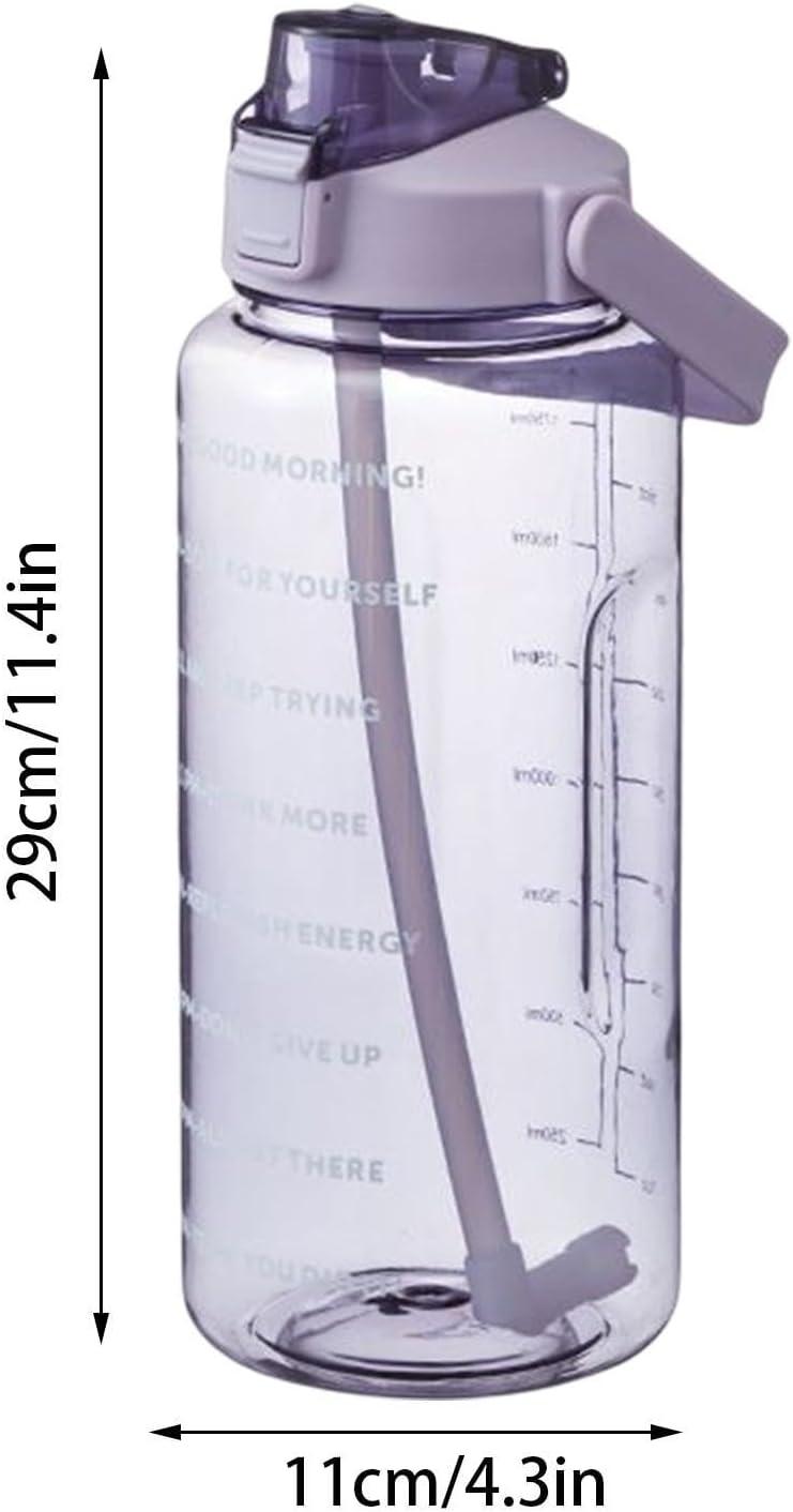 image:imageGourde 2l Motivation Bouteille tanche Boissons Bouteille Gourde Sport Bouteille Deau Sans BPA Avec Paille Et Marqueur De Temps Pour Sports Salle De Sport Cyclisme Bureau CampingViolet