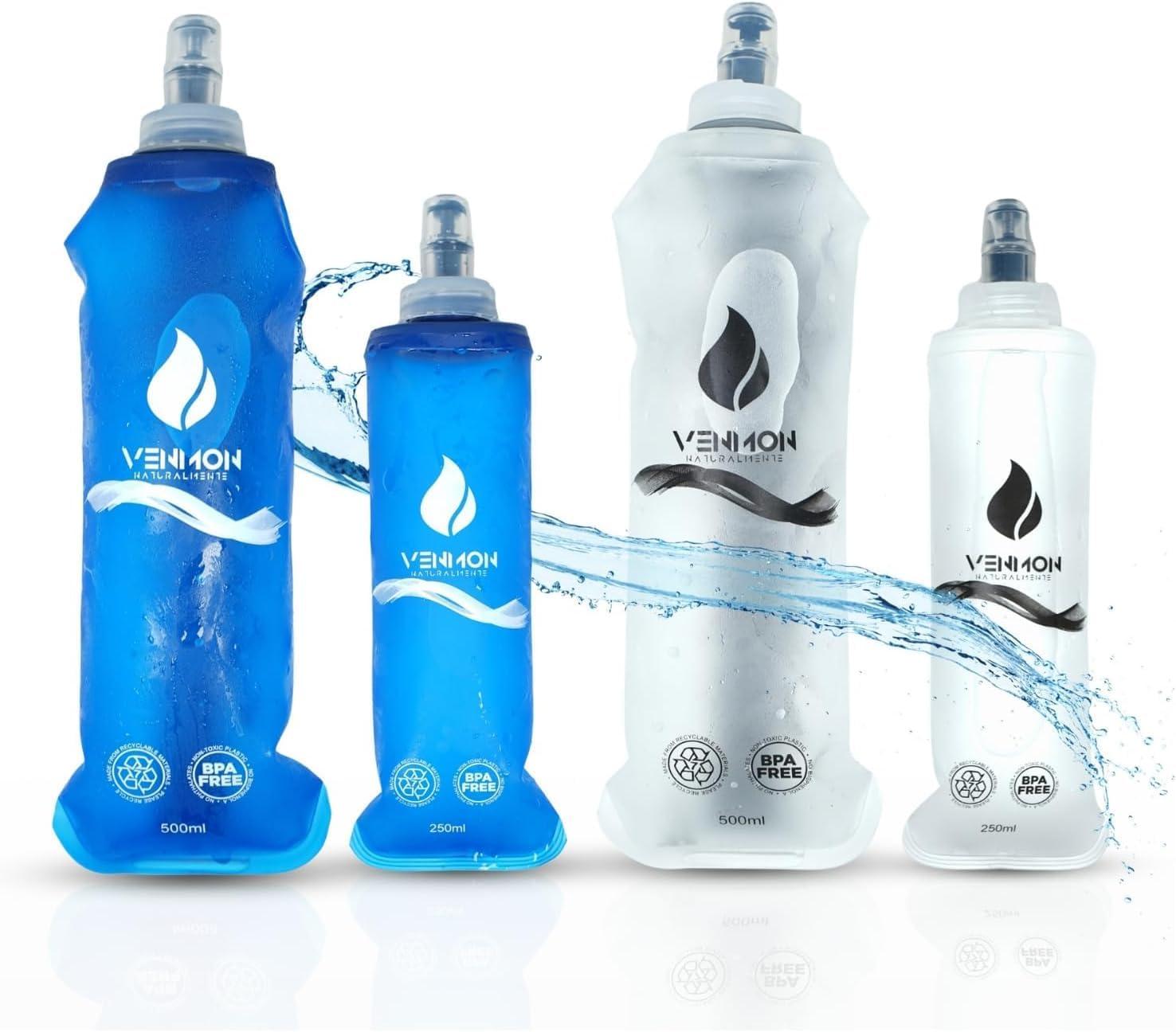 image:imageGourde sans BPA pour la course gourde deau de sport rutilisable trs robuste lot de 4 2 x 500 ml avec sangle dorsale et 2 x 250 ml