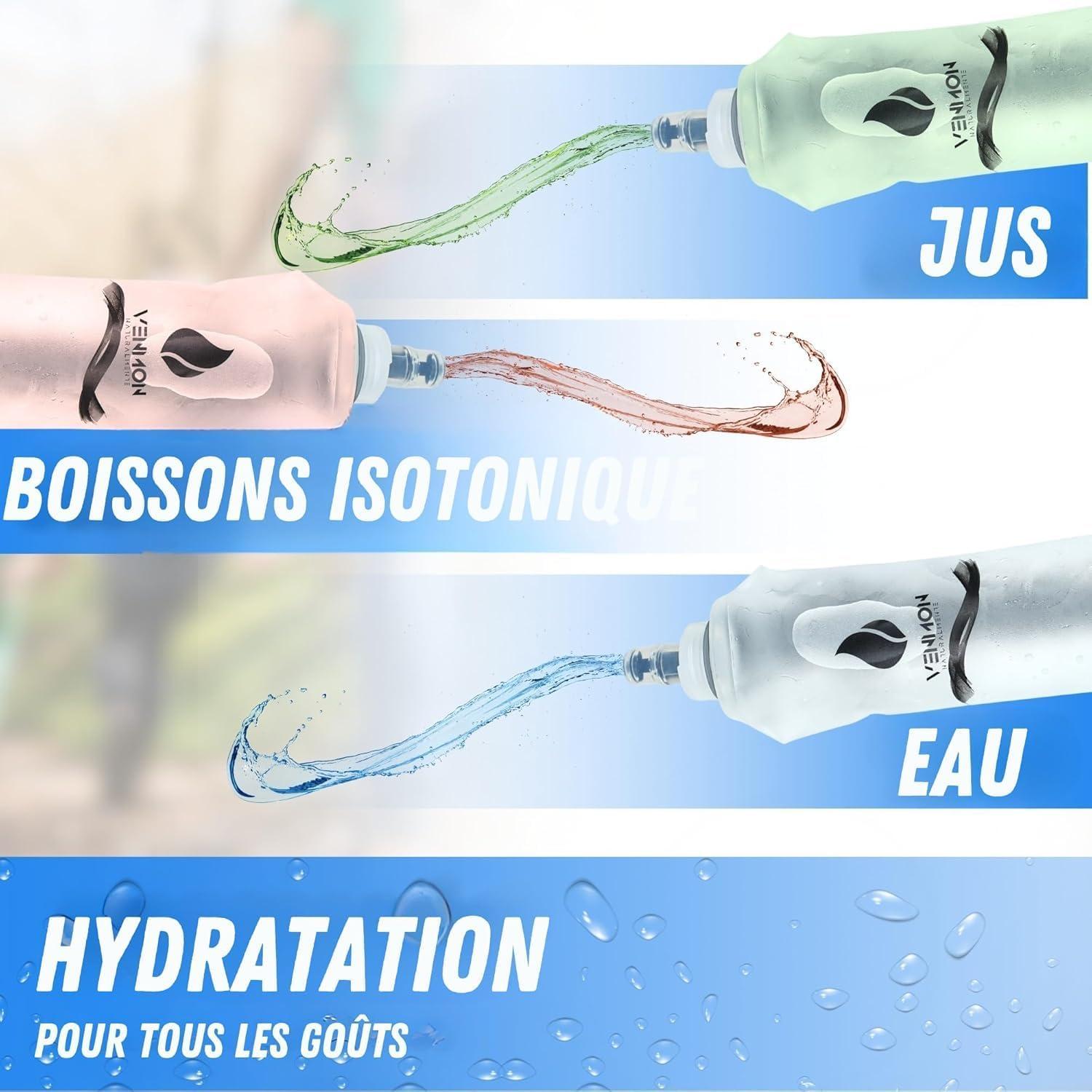 image:imageGourde sans BPA pour la course gourde deau de sport rutilisable trs robuste lot de 4 2 x 500 ml avec sangle dorsale et 2 x 250 ml