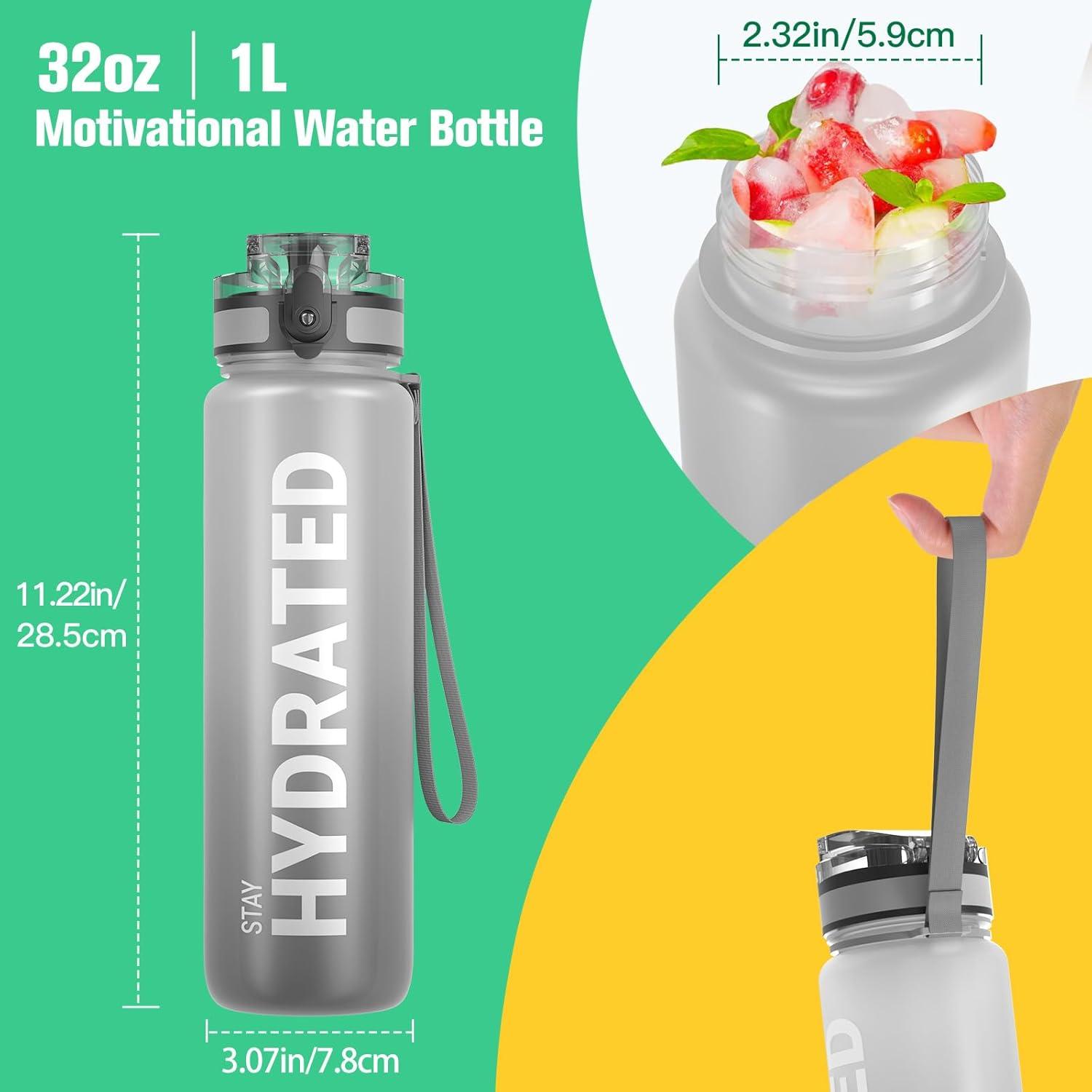 image:imageSahara Sailor Bouteille deau Gourde Sport 1L500ML750ML avec Marqueur de Temps de Motivation sans BPA tanche ampamp Rutilisable pour Sport Camping 1 BouteilleTai Chi