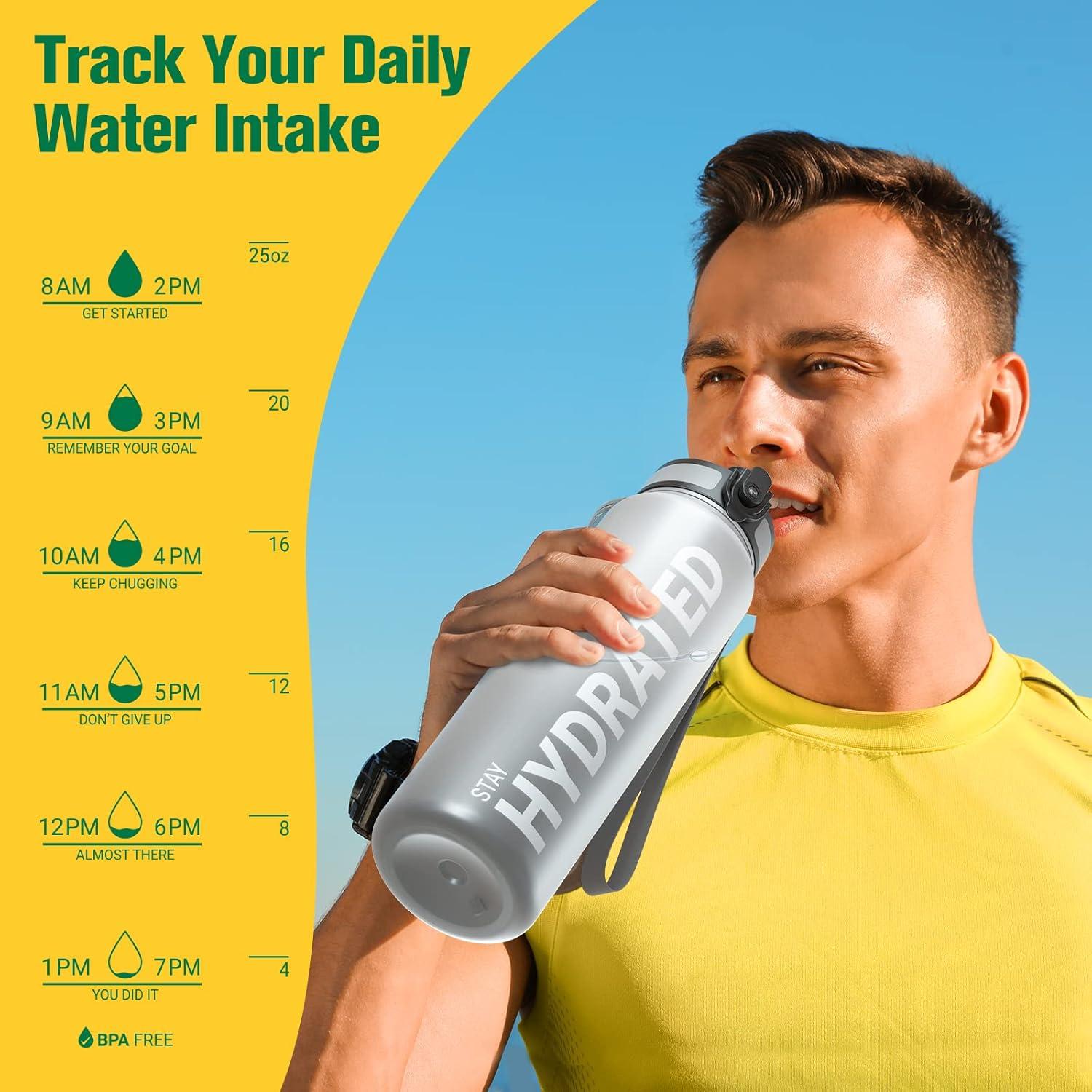 image:imageSahara Sailor Bouteille deau Gourde Sport 1L500ML750ML avec Marqueur de Temps de Motivation sans BPA tanche ampamp Rutilisable pour Sport Camping 1 BouteilleBtai Chi