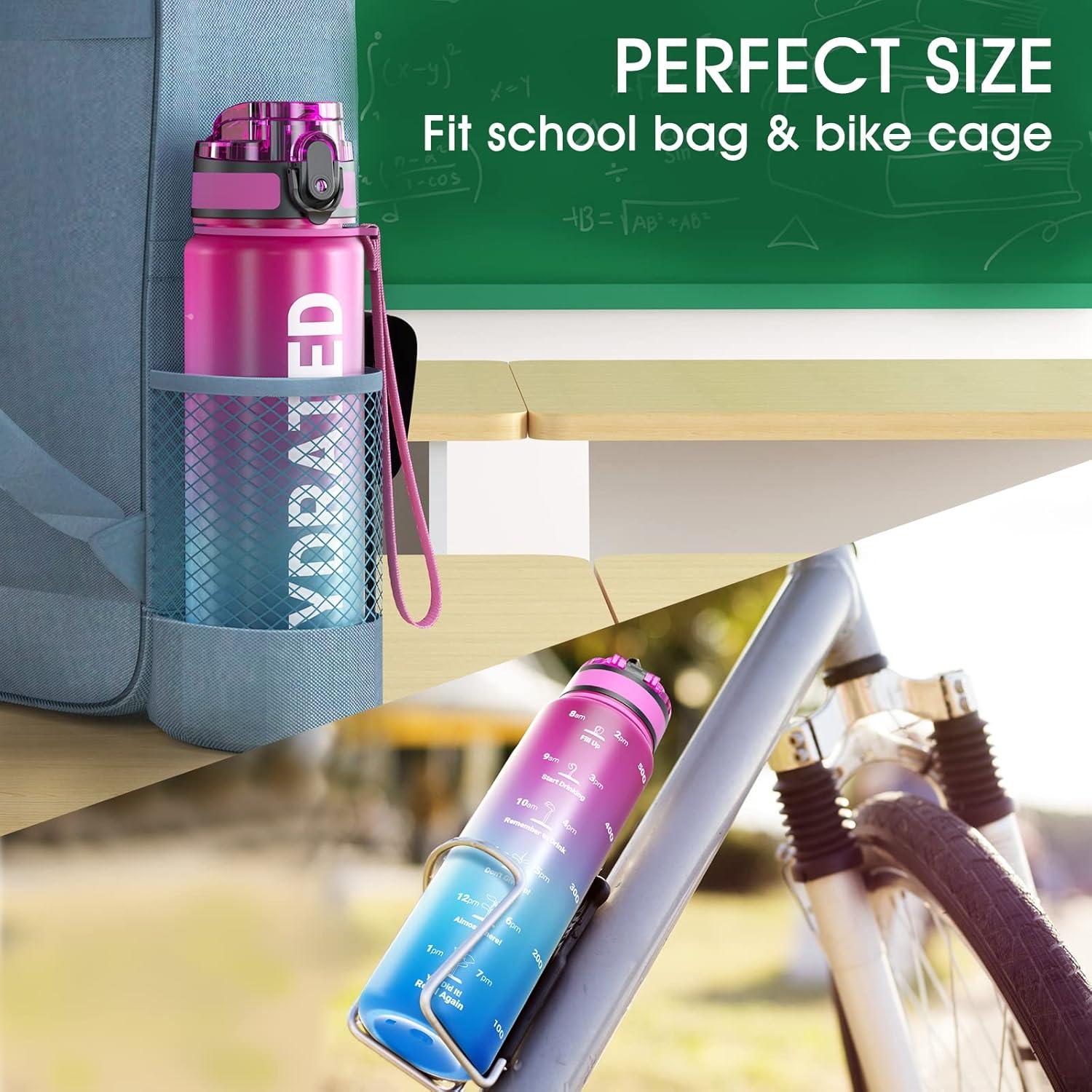 image:imageSahara Sailor Bouteille deau Gourde Sport 1L500ML750ML avec Marqueur de Temps de Motivation sans BPA tanche ampamp Rutilisable pour Sport Camping 1 BouteilleAurora Borealis