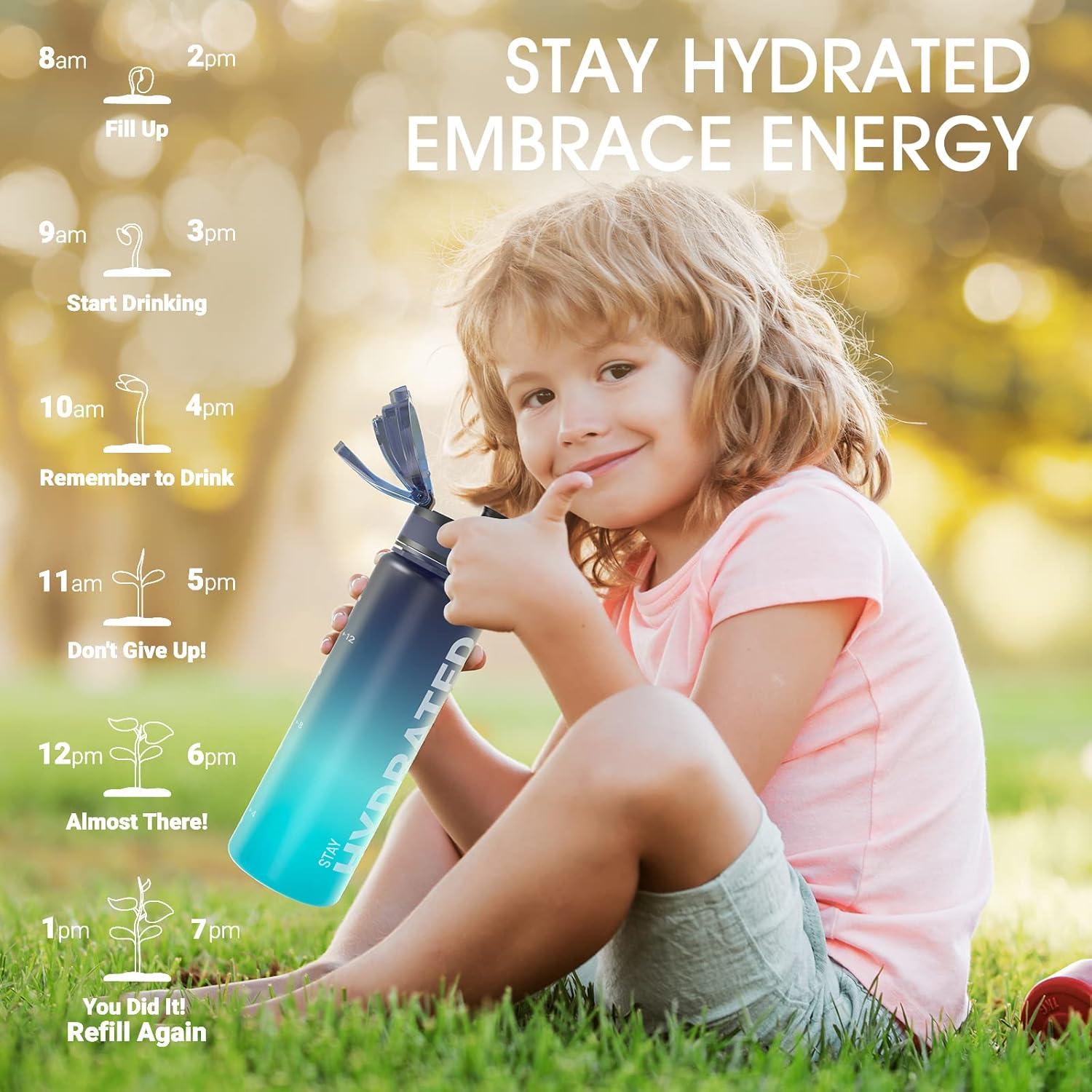 image:imageSahara Sailor Bouteille deau Gourde Sport 1L500ML750ML avec Marqueur de Temps de Motivation sans BPA tanche ampamp Rutilisable pour Sport Camping 1 BouteilleMer Profonde