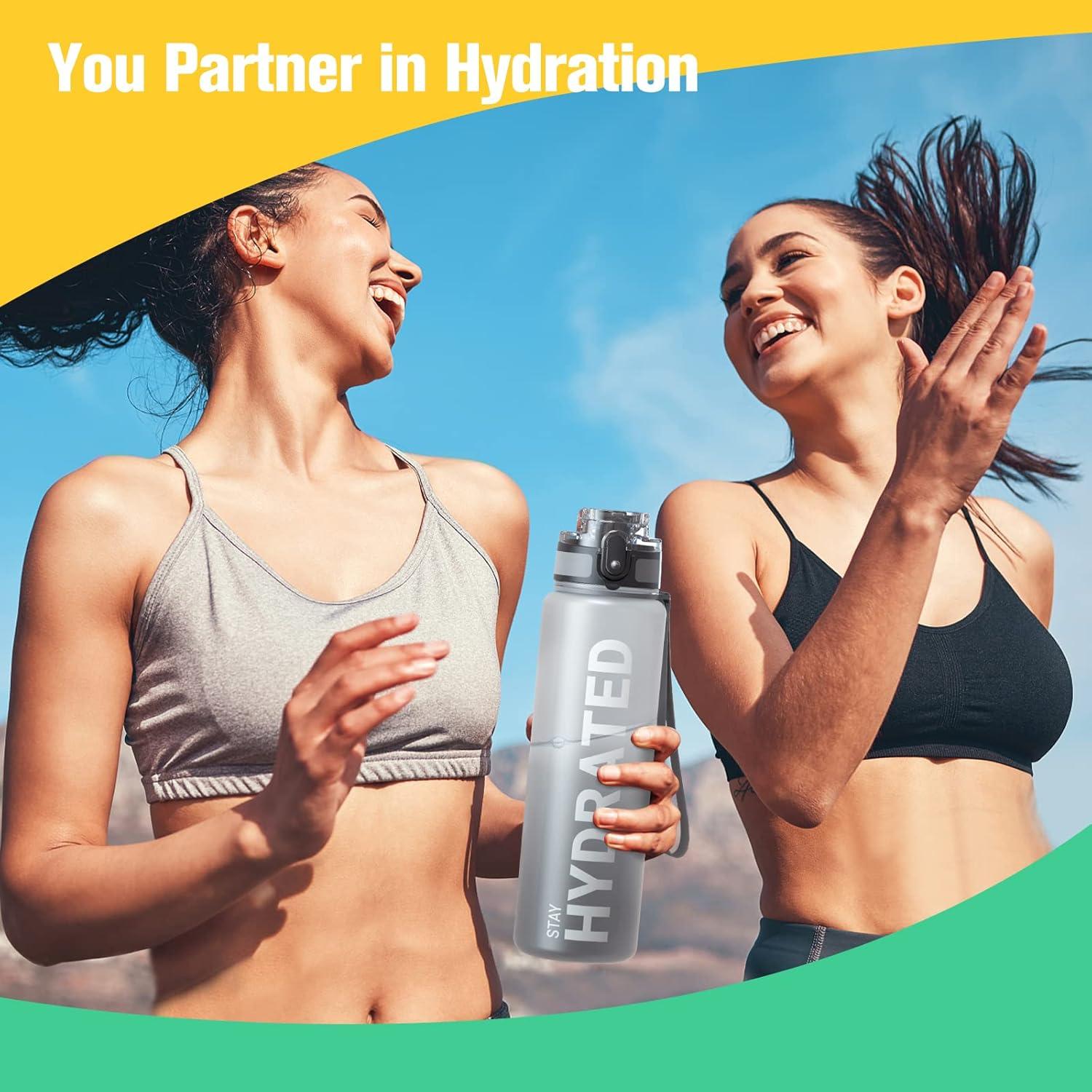 image:imageSahara Sailor Bouteille deau Gourde Sport 1L500ML750ML avec Marqueur de Temps de Motivation sans BPA tanche ampamp Rutilisable pour Sport Camping 1 BouteilleTai Chi