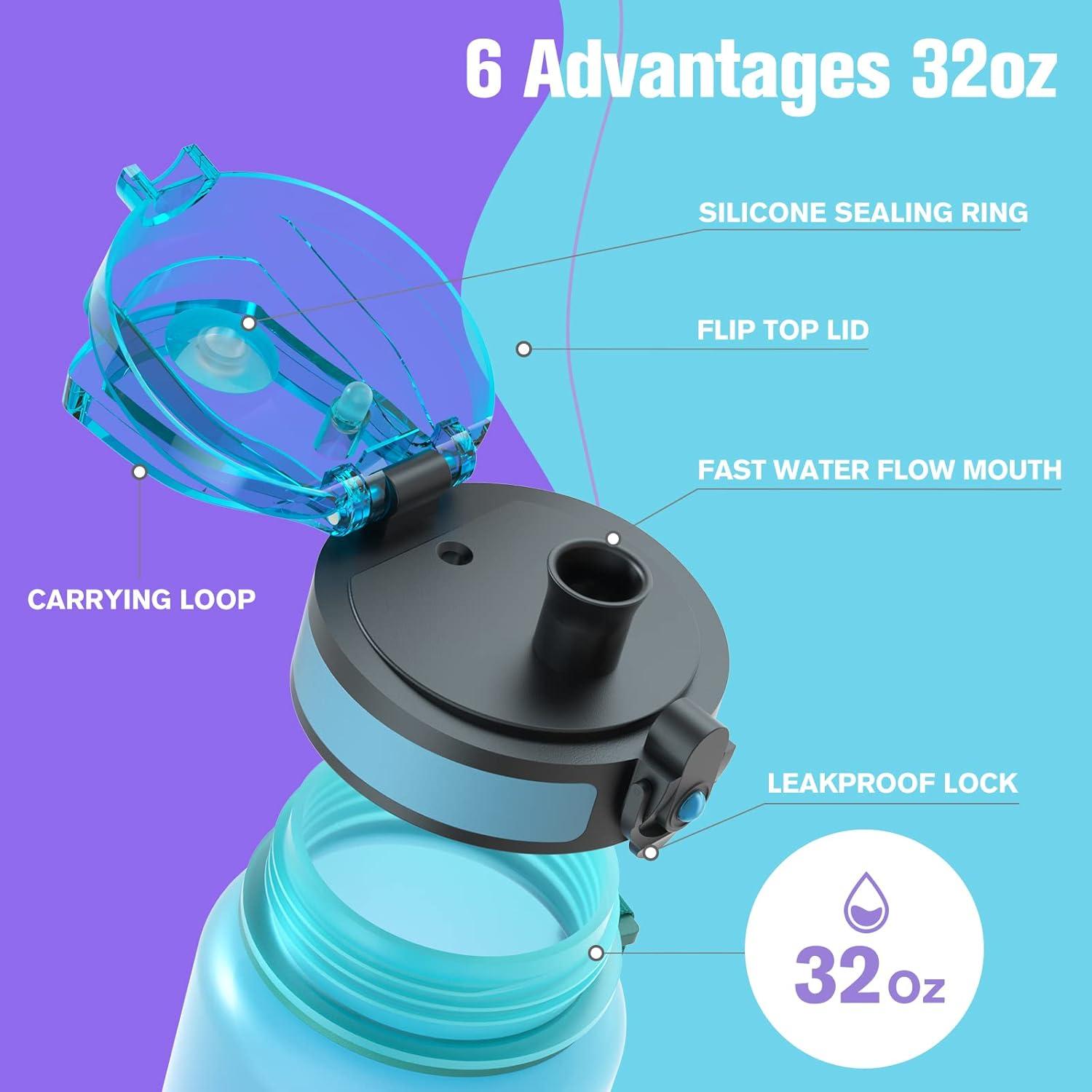image:imageSahara Sailor Bouteille deau Gourde Sport 1L500ML750ML avec Marqueur de Temps de Motivation sans BPA tanche ampamp Rutilisable pour Sport Camping 1 BouteilleMagie Galaxie