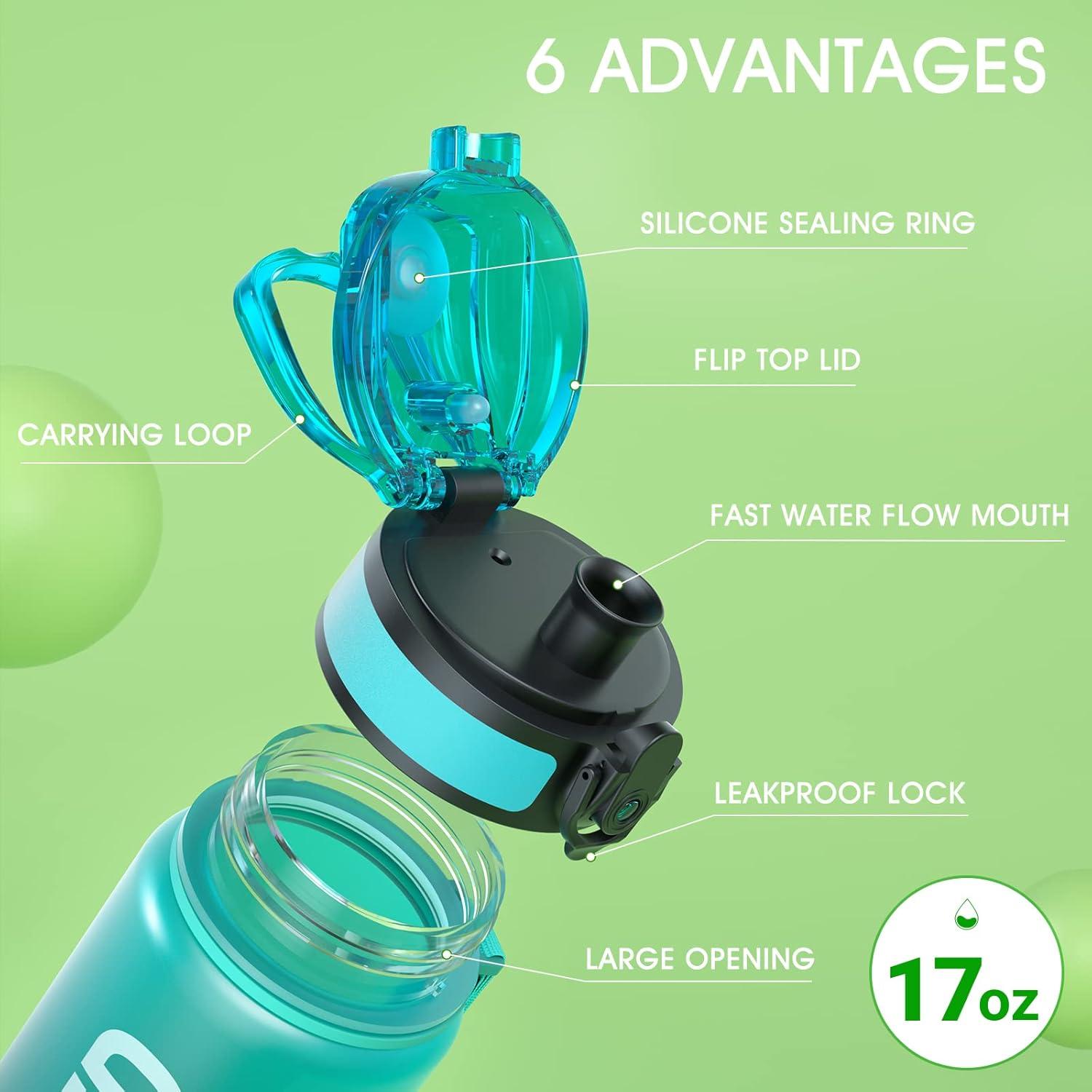 image:imageSahara Sailor Bouteille deau Gourde Sport 1L500ML750ML avec Marqueur de Temps de Motivation sans BPA tanche ampamp Rutilisable pour Sport Camping 1 BouteilleVagues Bleues