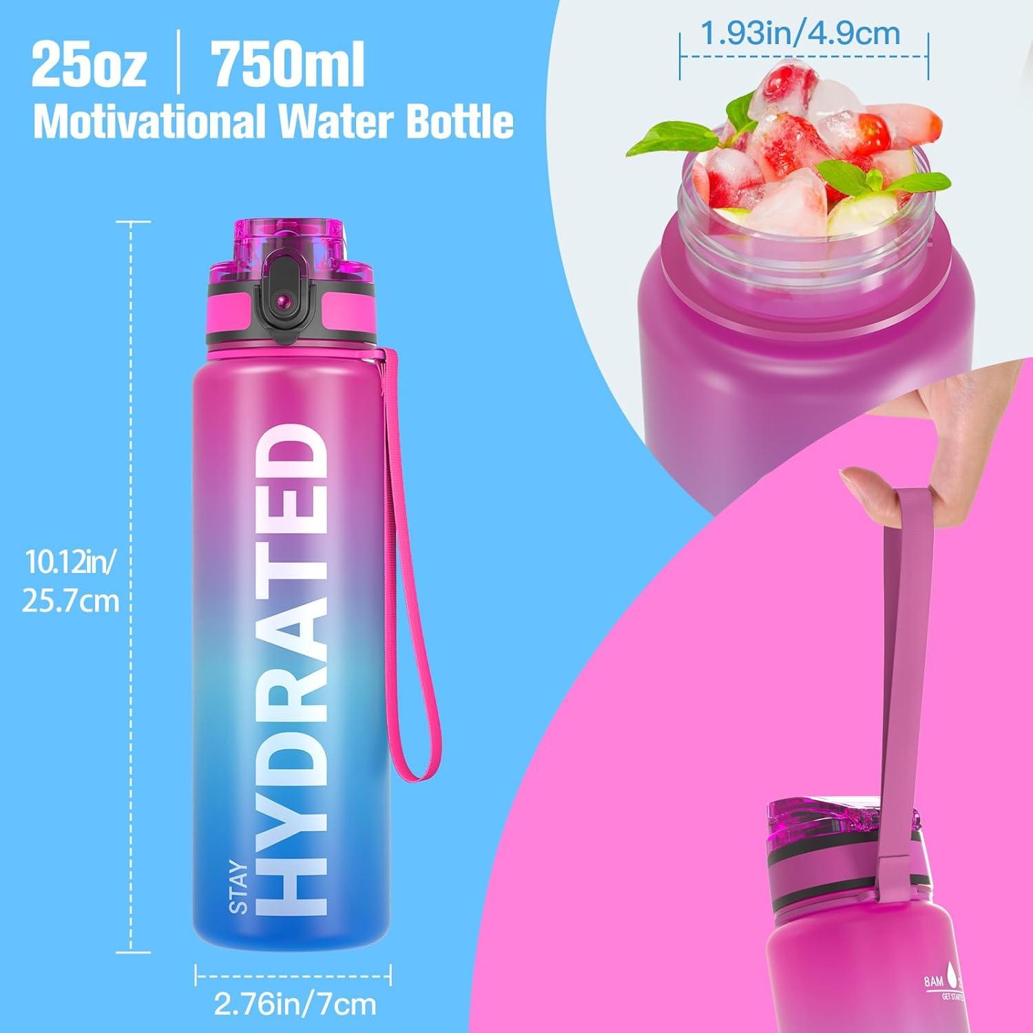 image:imageSahara Sailor Bouteille deau Gourde Sport 1L500ML750ML avec Marqueur de Temps de Motivation sans BPA tanche ampamp Rutilisable pour Sport Camping 1 BouteilleBaurora Borealis