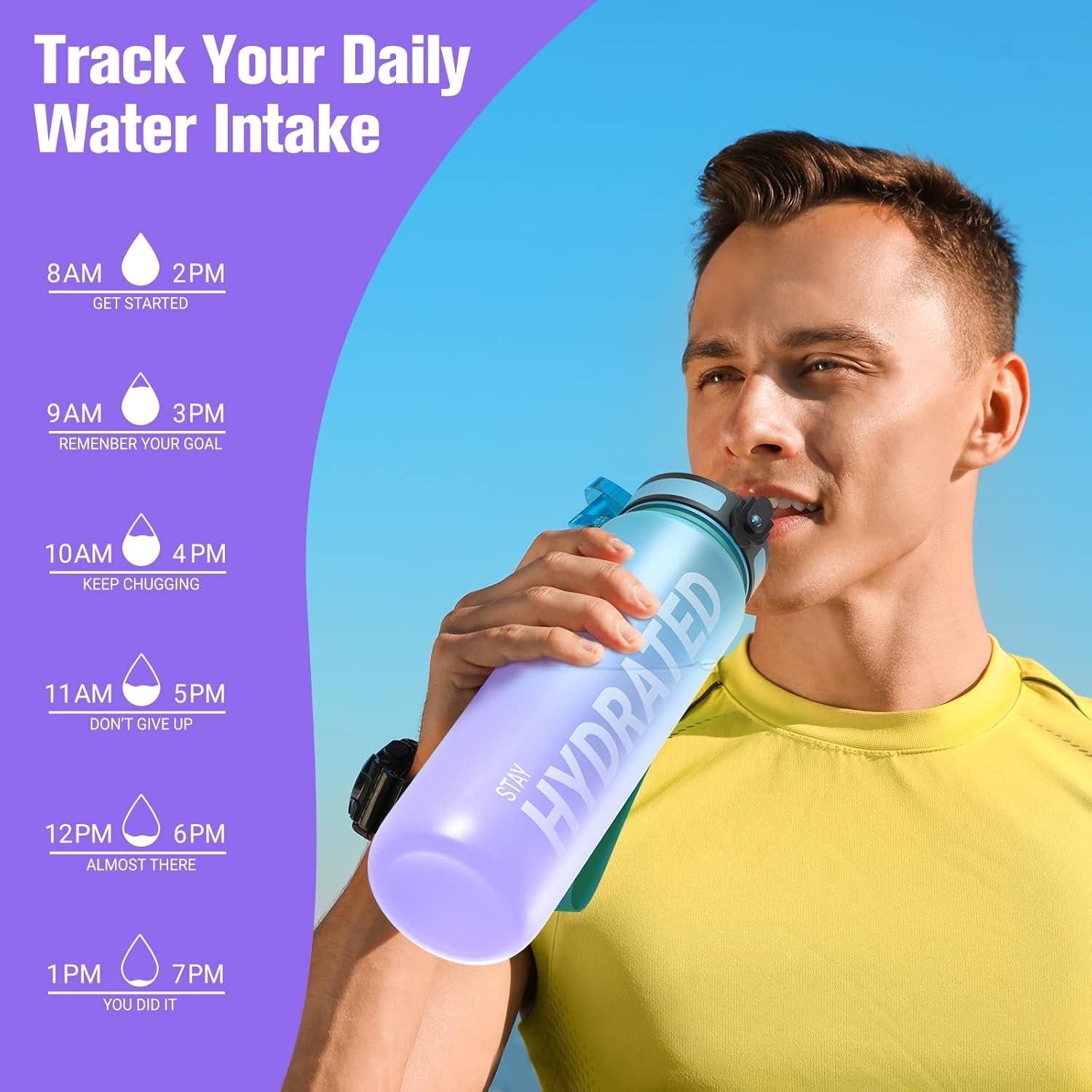 image:imageSahara Sailor Bouteille deau Gourde Sport 1L500ML750ML avec Marqueur de Temps de Motivation sans BPA tanche ampamp Rutilisable pour Sport Camping 1 BouteilleMagie Galaxie