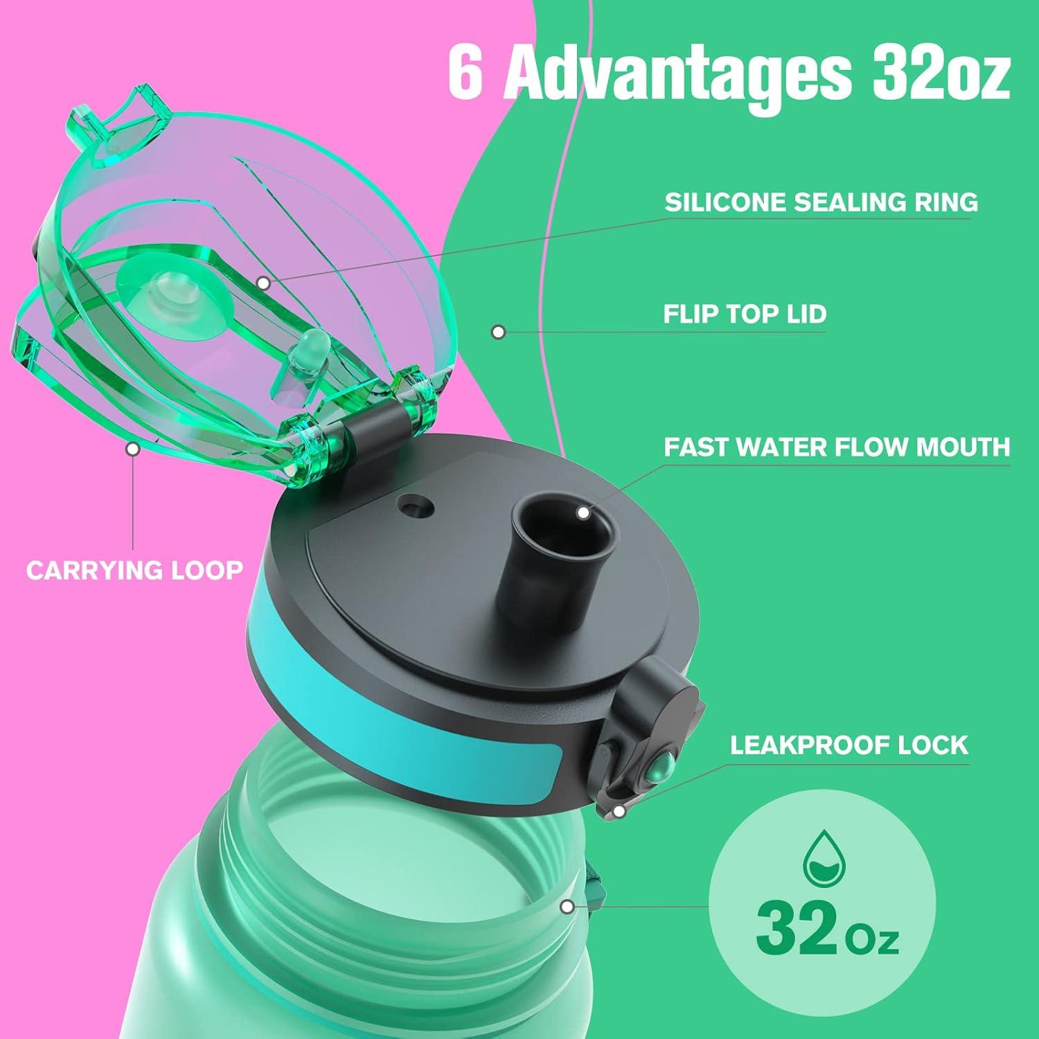 image:imageSahara Sailor Bouteille deau Gourde Sport 1L500ML750ML avec Marqueur de Temps de Motivation sans BPA tanche ampamp Rutilisable pour Sport Camping 1 BouteilleChewing Gum