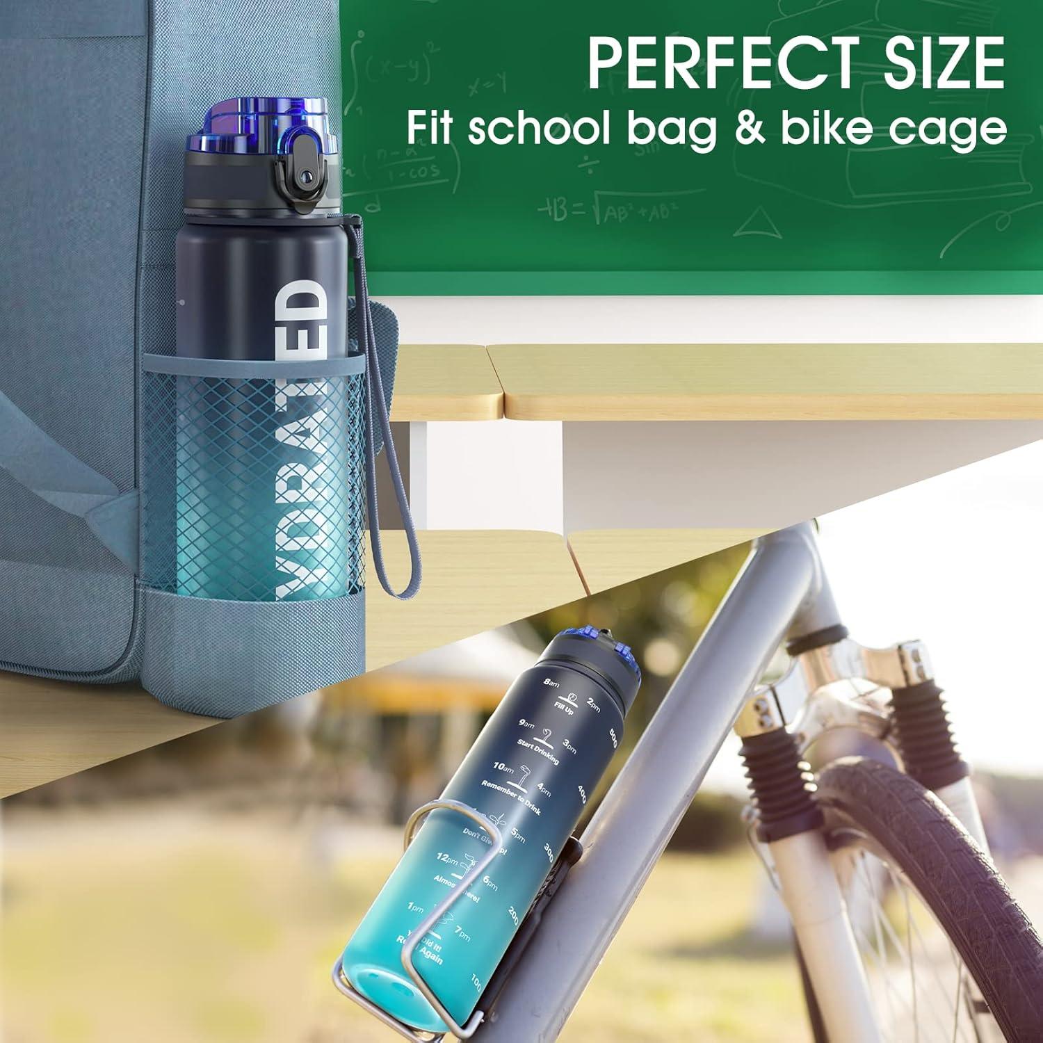 image:imageSahara Sailor Bouteille deau Gourde Sport 1L500ML750ML avec Marqueur de Temps de Motivation sans BPA tanche ampamp Rutilisable pour Sport Camping 1 BouteilleMer Profonde