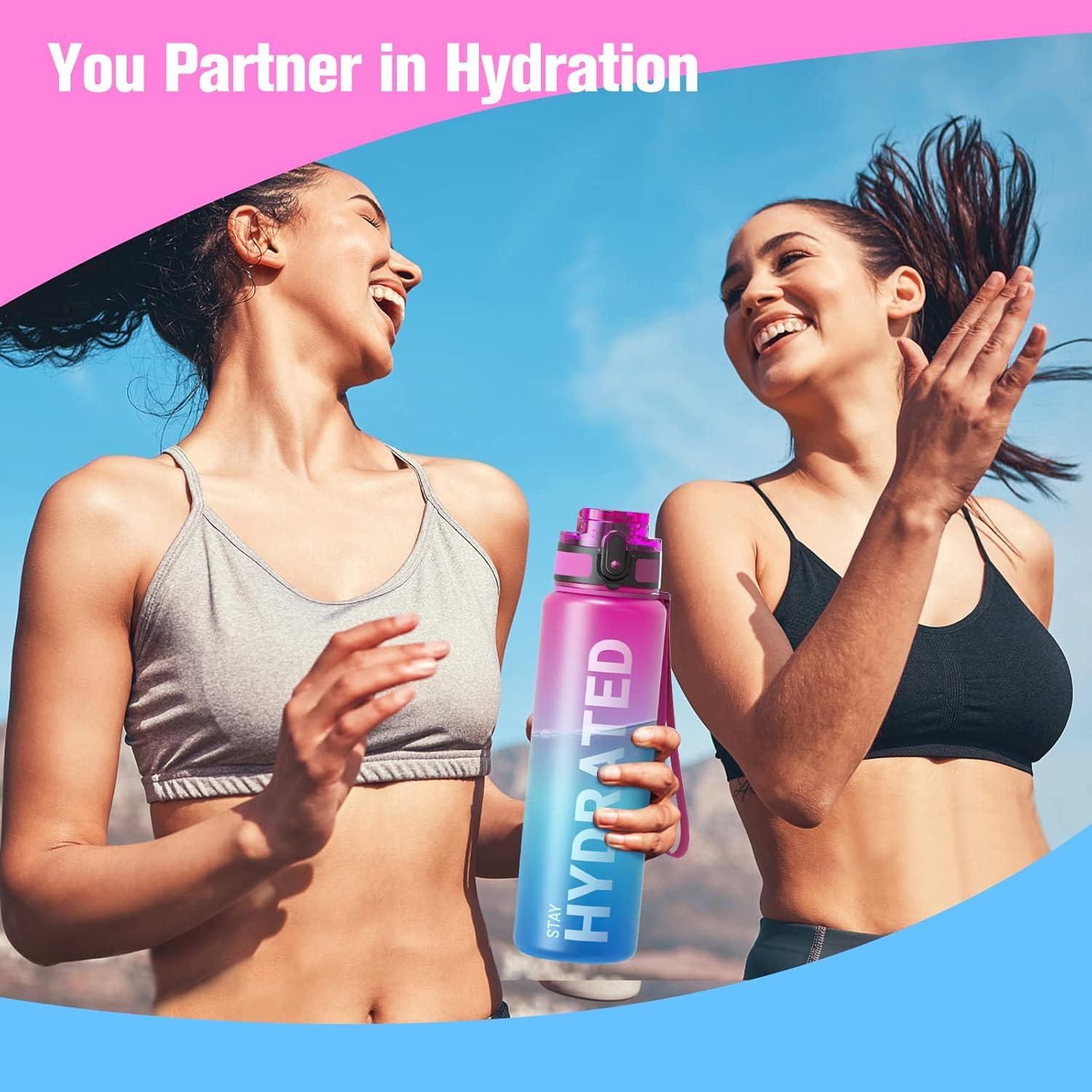 image:imageSahara Sailor Bouteille deau Gourde Sport 1L500ML750ML avec Marqueur de Temps de Motivation sans BPA tanche ampamp Rutilisable pour Sport Camping 1 BouteilleBaurora Borealis