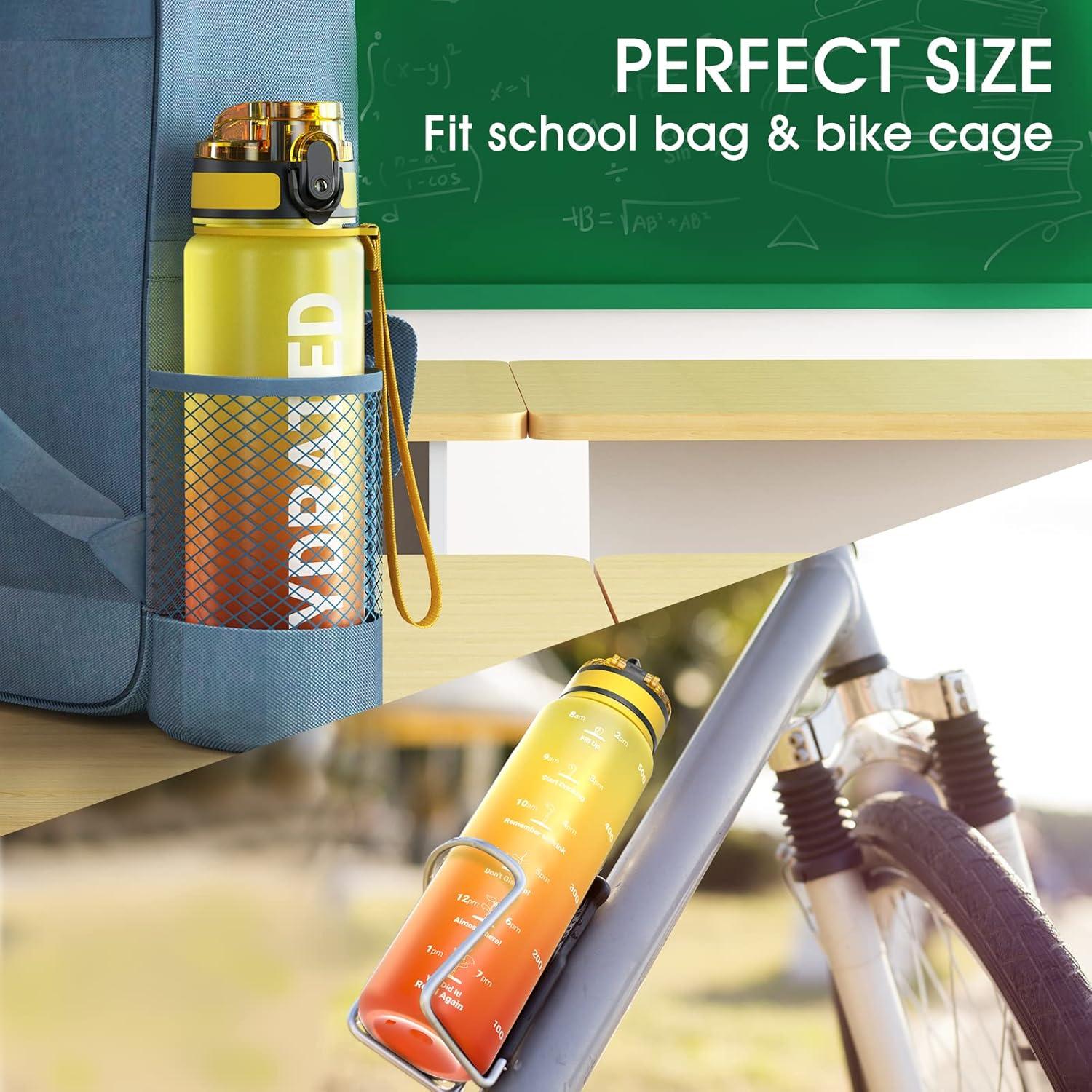 image:imageSahara Sailor Bouteille deau Gourde Sport 1L500ML750ML avec Marqueur de Temps de Motivation sans BPA tanche ampamp Rutilisable pour Sport Camping 1 BouteilleFeu