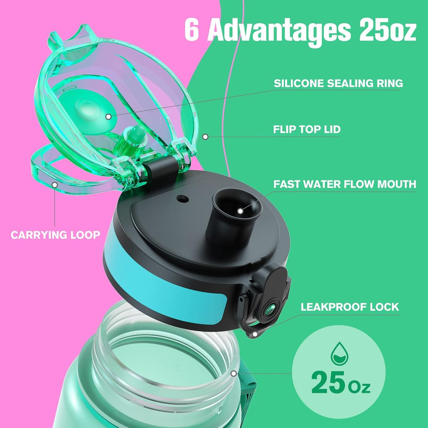 image:imageSahara Sailor Bouteille deau Gourde Sport 1L500ML750ML avec Marqueur de Temps de Motivation sans BPA tanche ampamp Rutilisable pour Sport Camping 1 BouteilleBbubble Gum