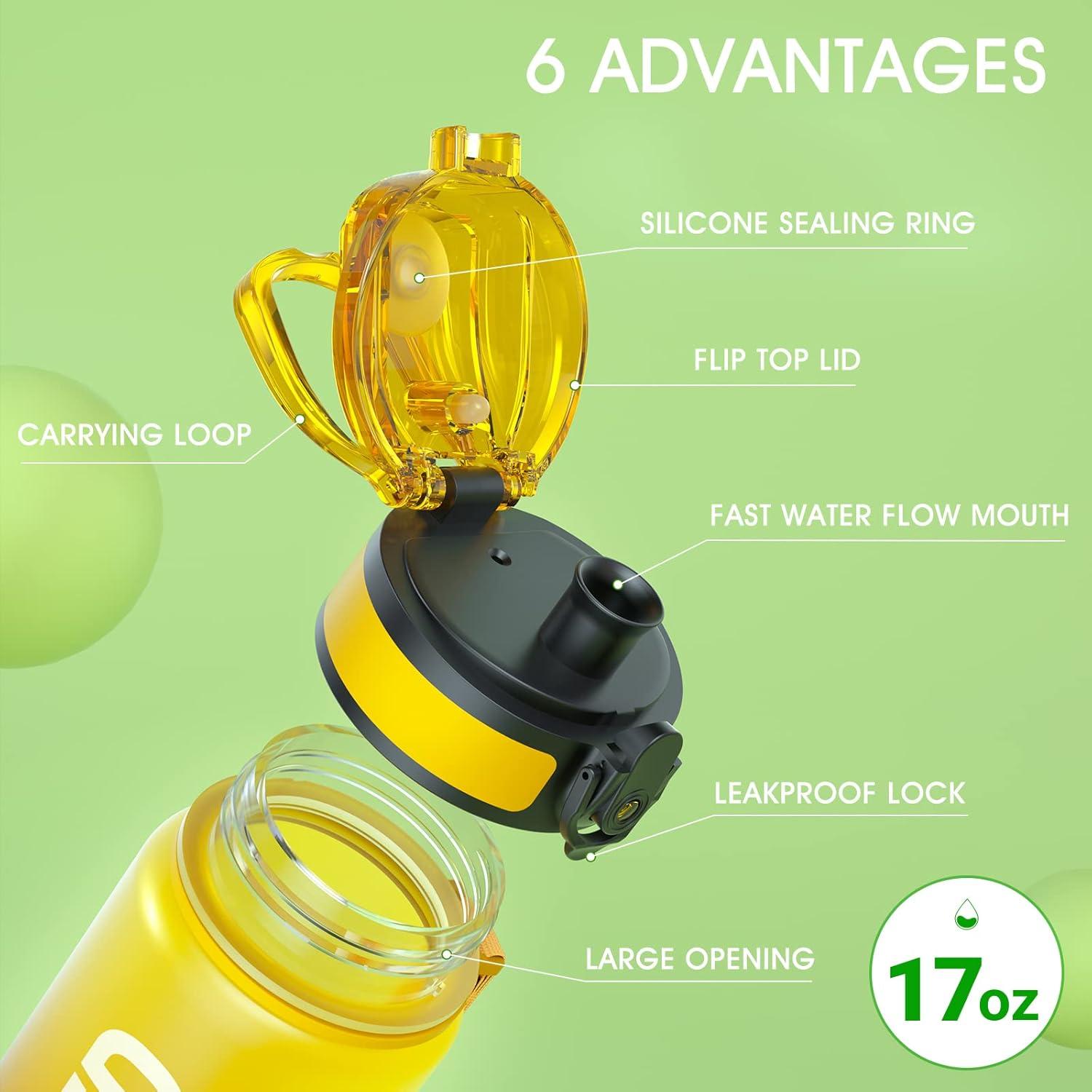 image:imageSahara Sailor Bouteille deau Gourde Sport 1L500ML750ML avec Marqueur de Temps de Motivation sans BPA tanche ampamp Rutilisable pour Sport Camping 1 BouteilleFeu