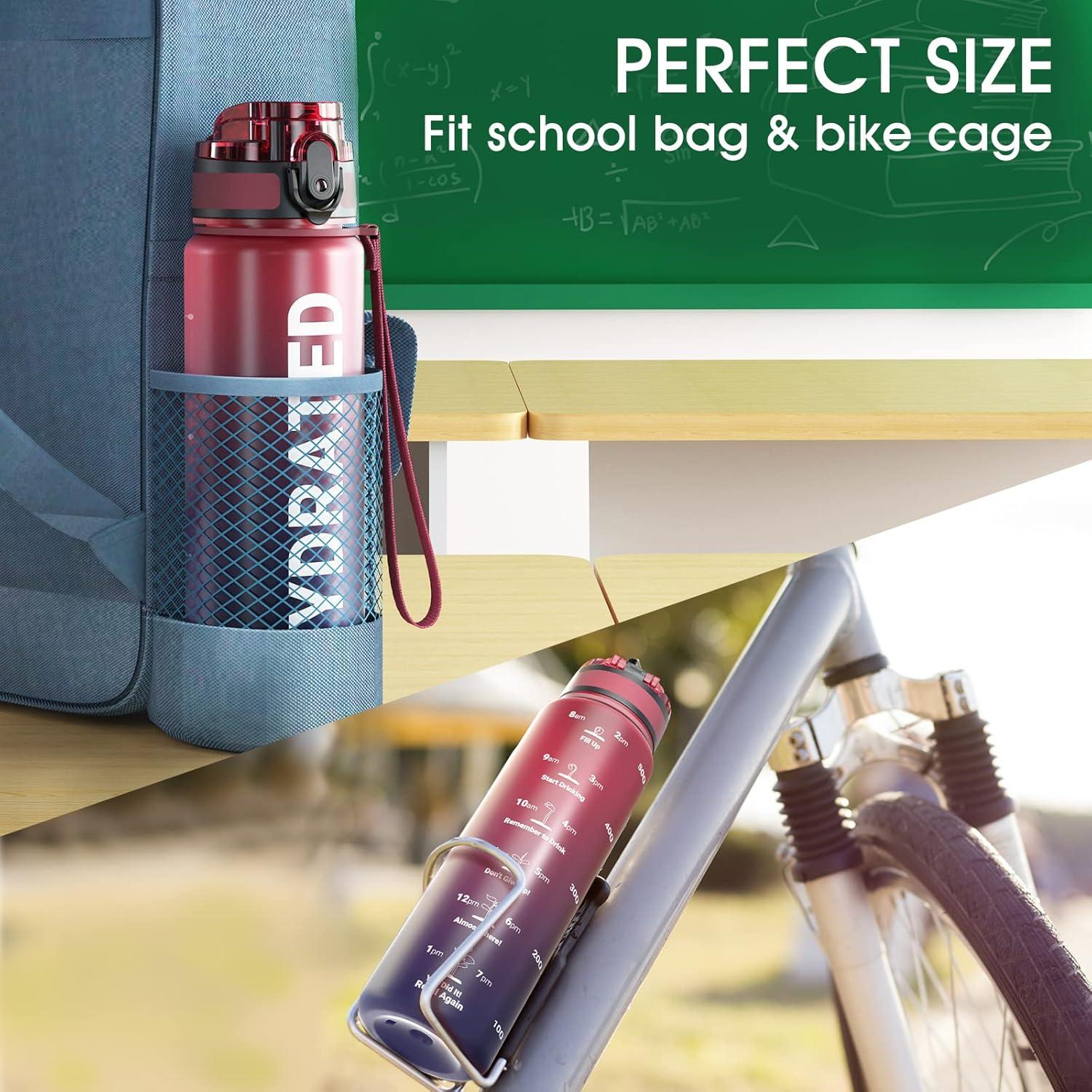 image:imageSahara Sailor Bouteille deau Gourde Sport 1L500ML750ML avec Marqueur de Temps de Motivation sans BPA tanche ampamp Rutilisable pour Sport Camping 1 BouteilleArcenciel Fonc