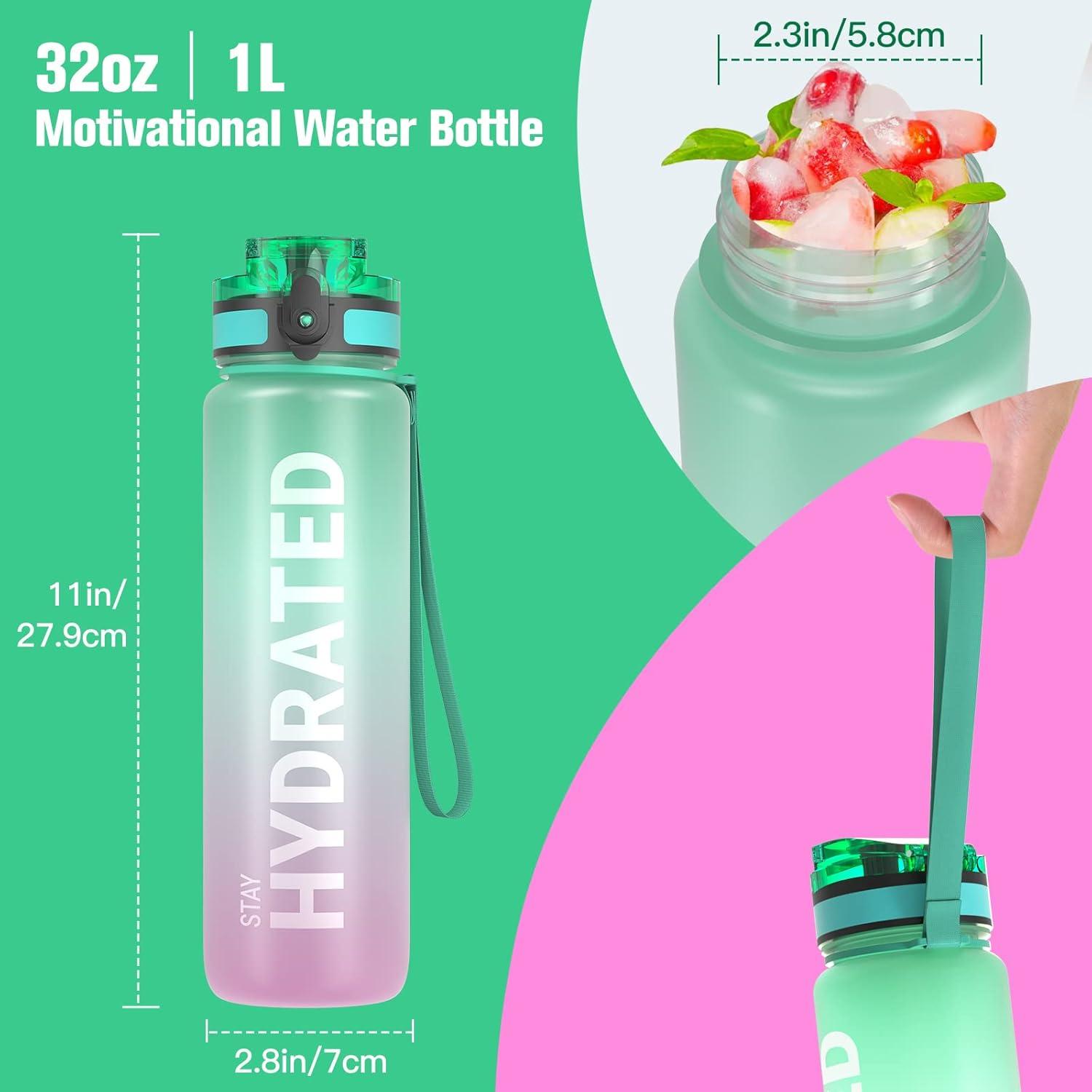 image:imageSahara Sailor Bouteille deau Gourde Sport 1L500ML750ML avec Marqueur de Temps de Motivation sans BPA tanche ampamp Rutilisable pour Sport Camping 1 BouteilleChewing Gum